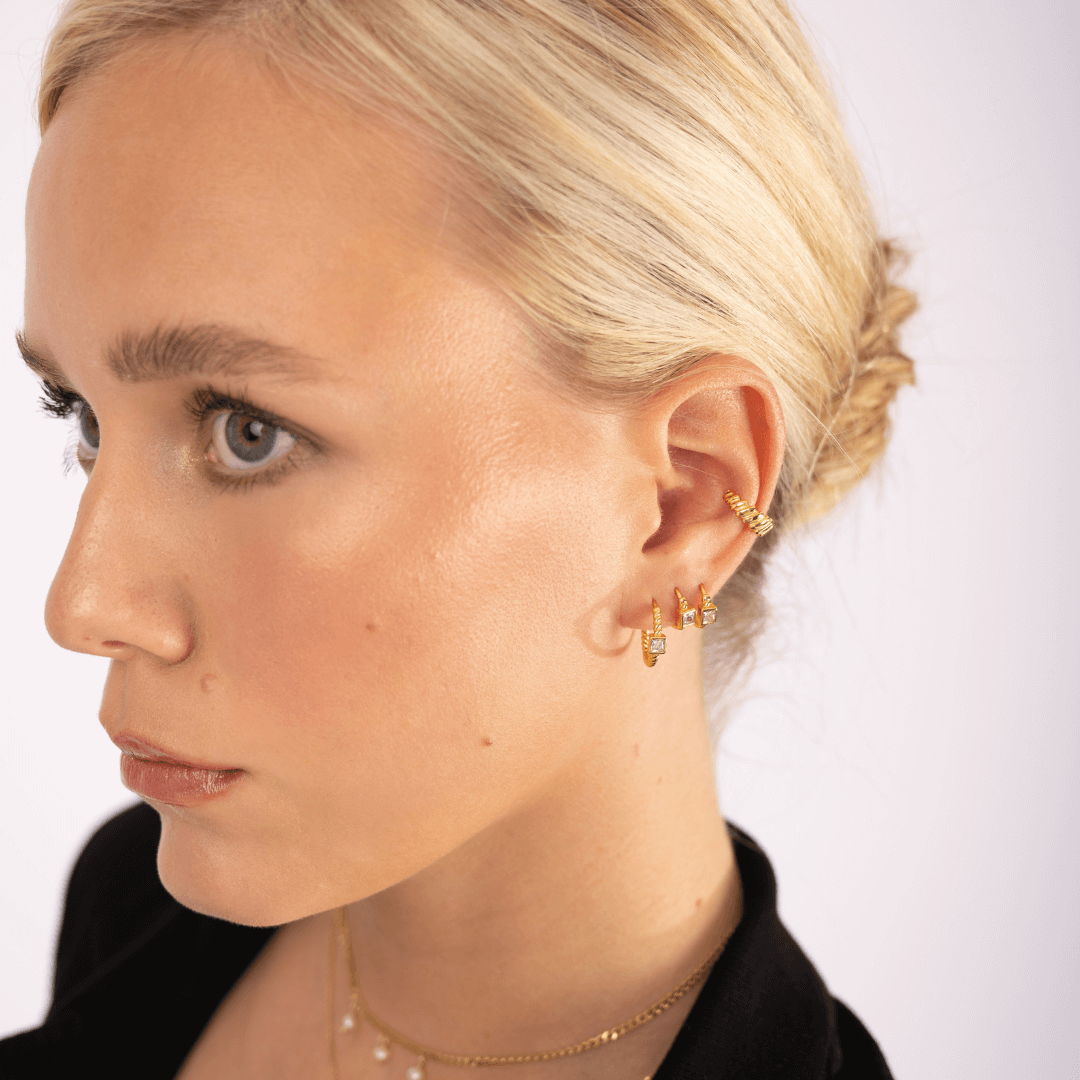 CHÉRIE Creole mit stein | 925 Sterling Silber Ohrringe