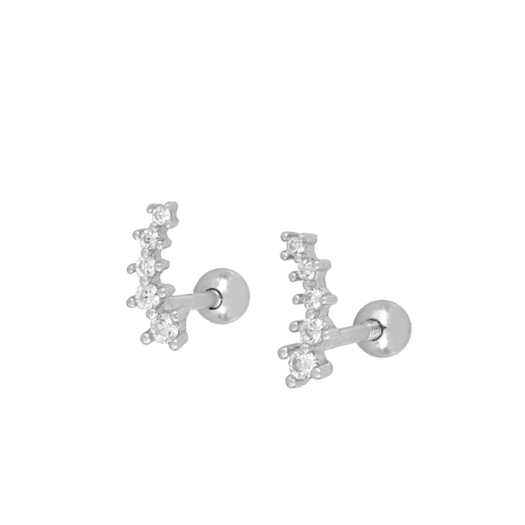 Crown Five Piercing - 925 Rhodiniert & Vergoldet - Lobe, Helix, Tragus, Flat
