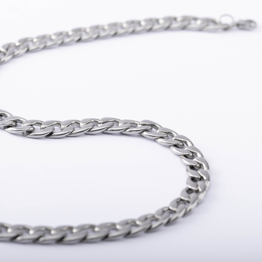 Panzer Kraft Halskette - 18K Goldplattiert und Rhodiumplattiert - Einstellbare Länge - 316L Edelstahl