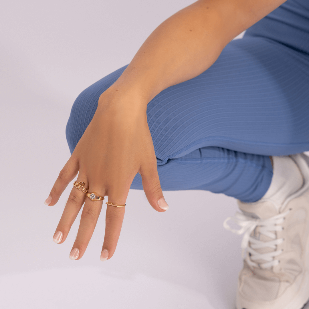 Welle - Ring Zirkonia | 925 er Silber Vergoldet Ringe