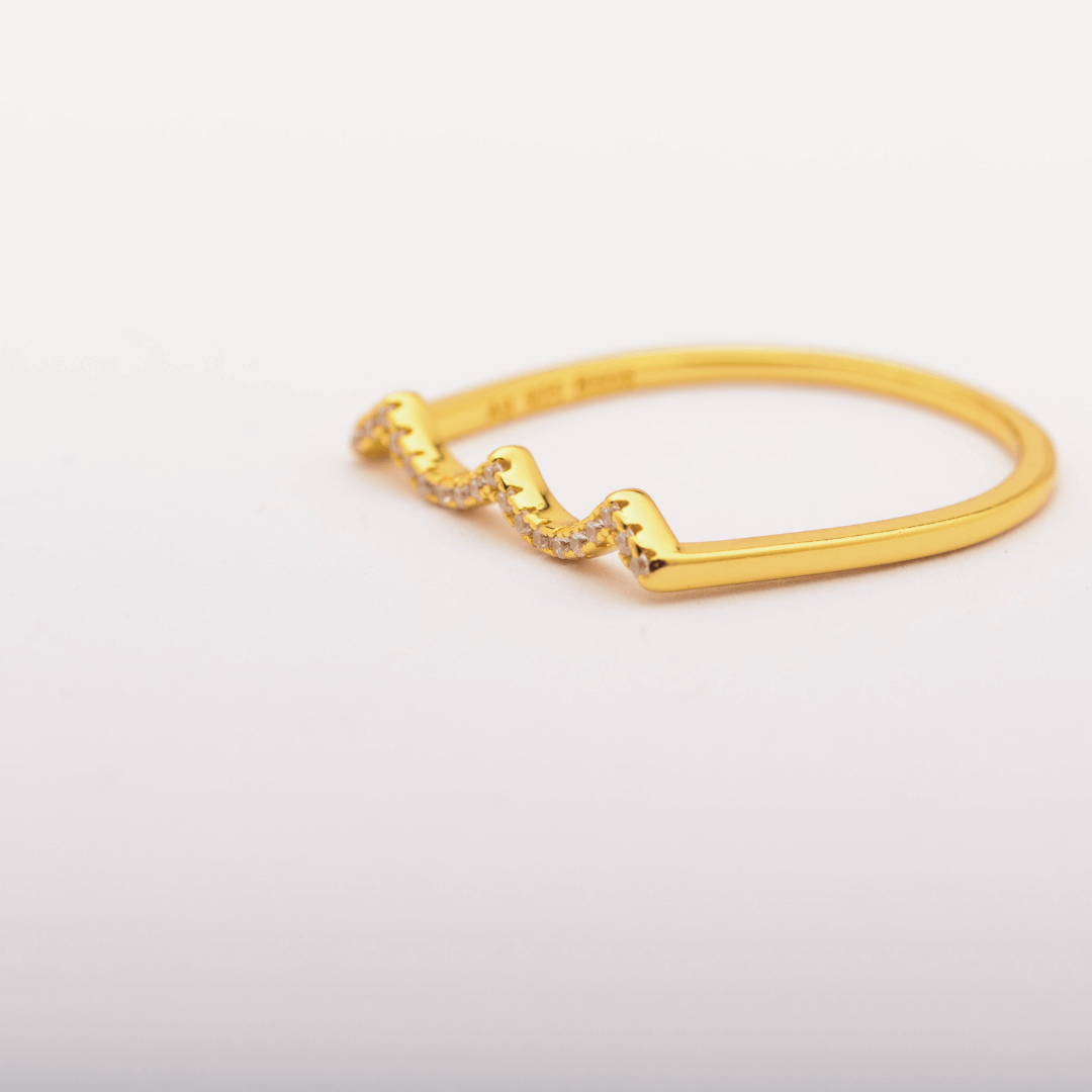 Welle - Ring Zirkonia | 925 er Silber Vergoldet Ringe