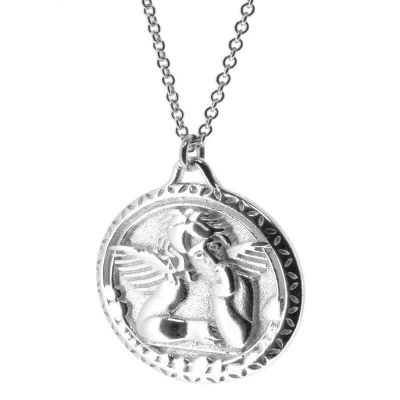 Kette engel | 925er Silber-vergoldete Medallion 