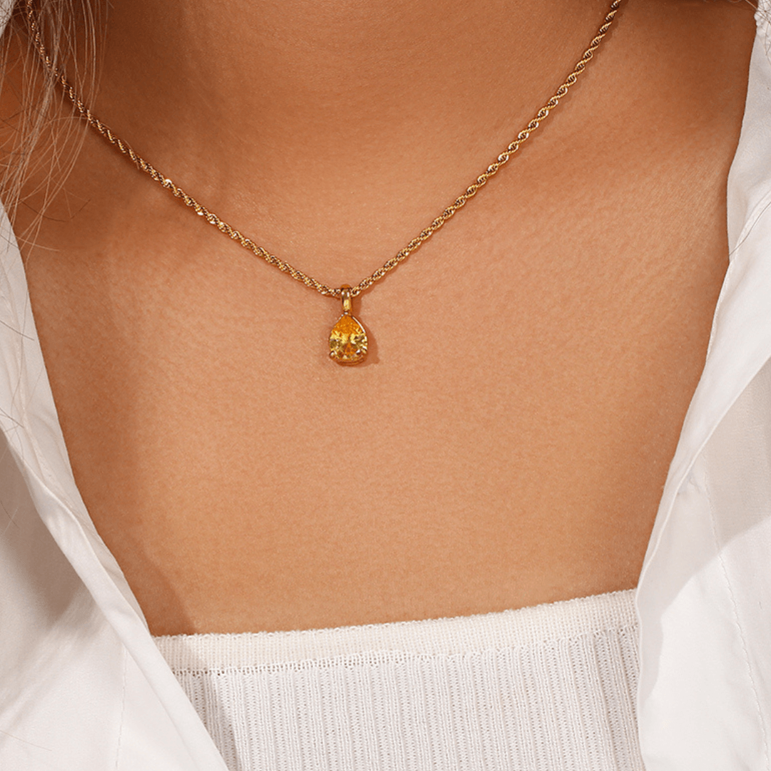 Geburtstein kette | Wasserfest Edelstahl Halskette