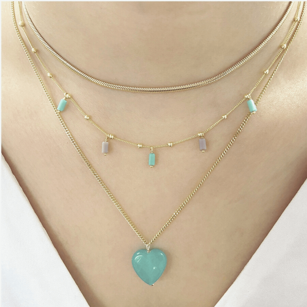 Achat kette | 925er Silber Herz Form Halskette