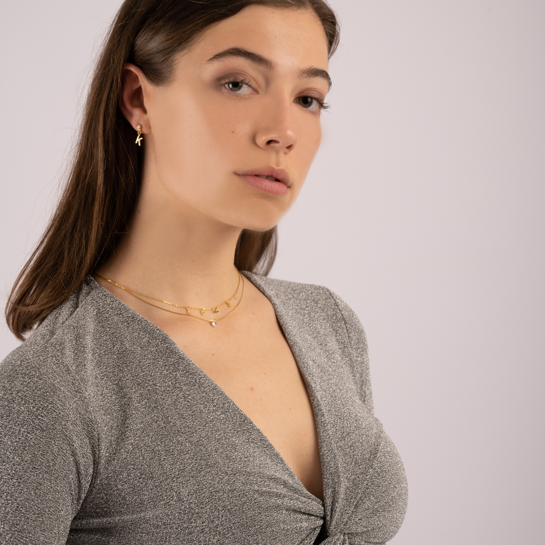 LOVE ZIRKONIA HALSKETTE 925 STERLING SILBER - VERGOLDET