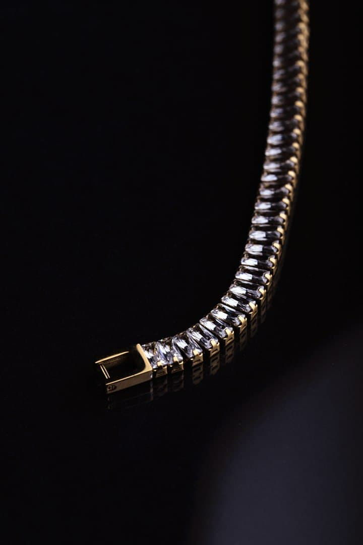 Full Cubes Tennis Halskette, Edelstahl Halskette 37cm