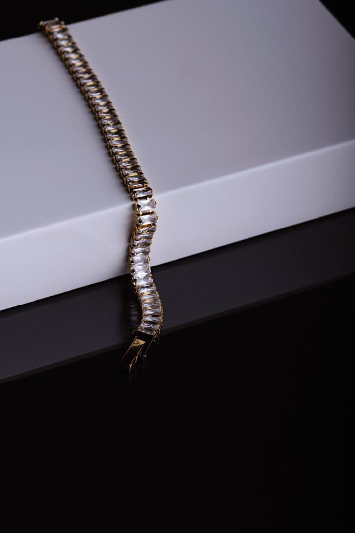 Full Cubes Tennis Halskette, Edelstahl Halskette 37cm