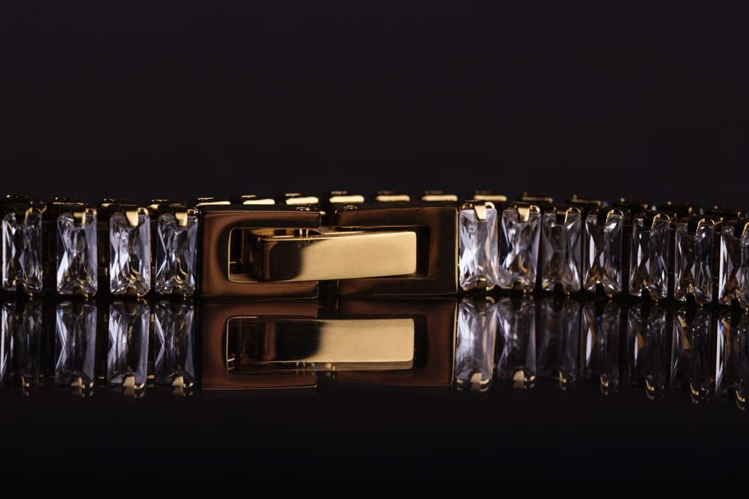 Full Cubes Tennis Halskette, Edelstahl Halskette 37cm