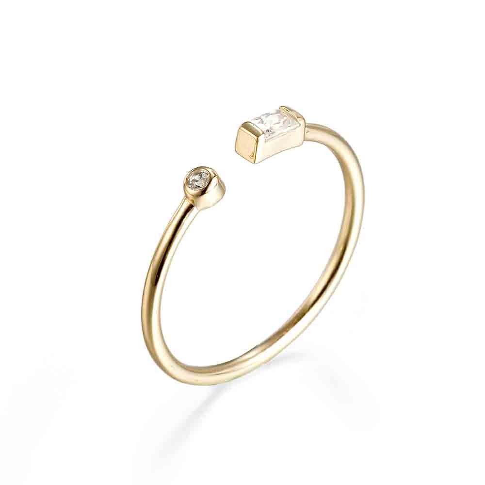 Offener Baguette-Ring, 925 Sterling Silber Ring