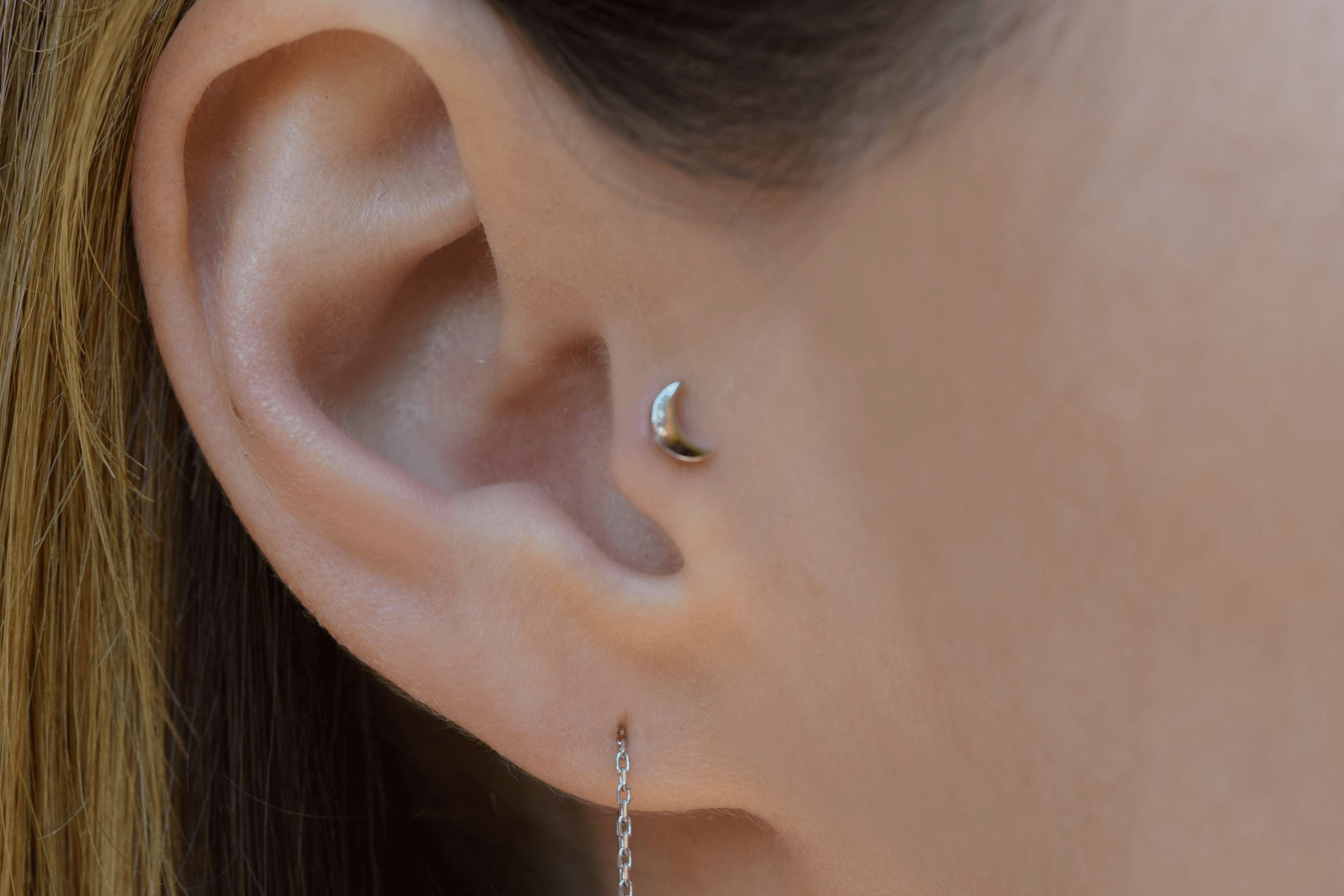 Mond Piercing | 925 Sterling Silber Tragus Ohrring