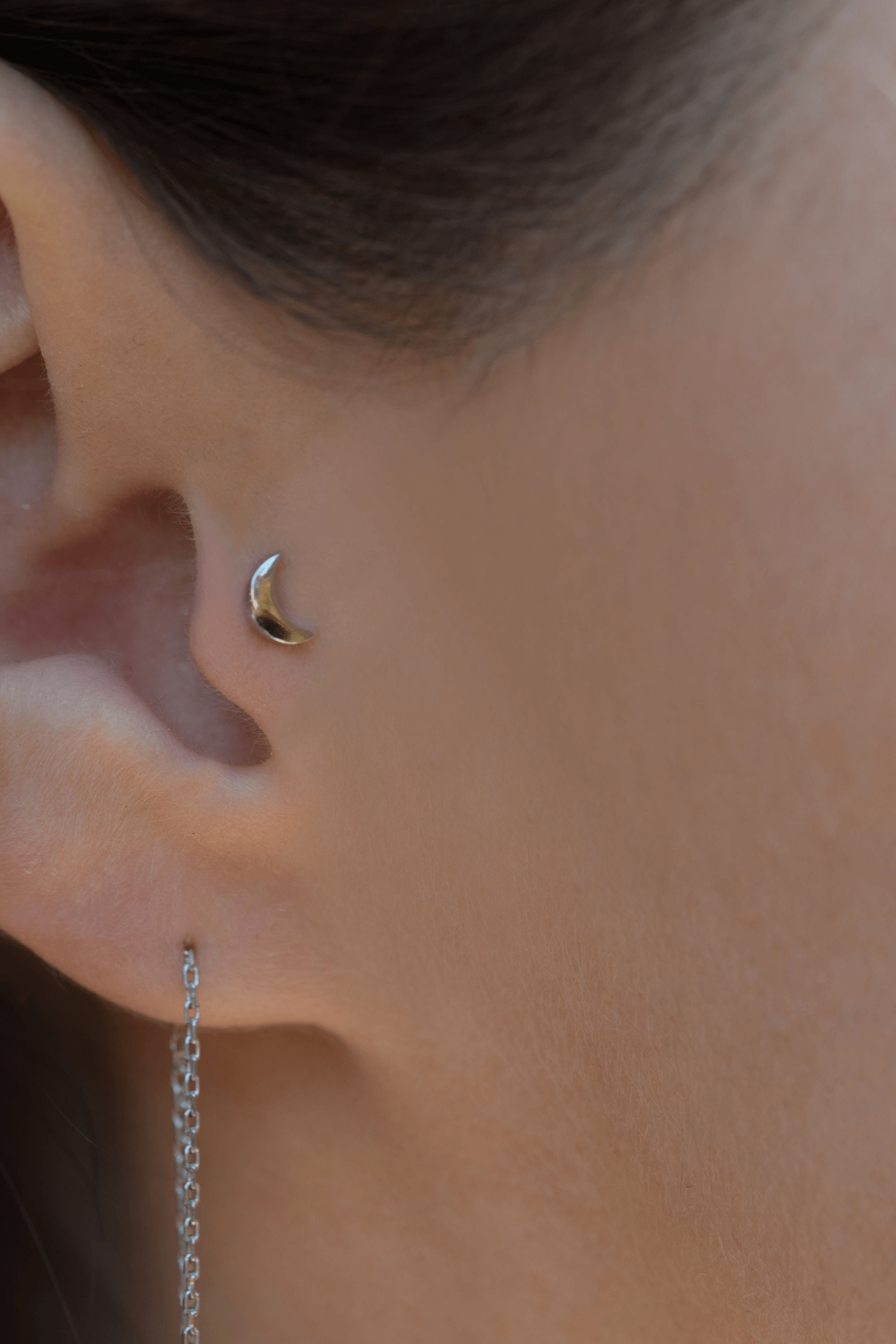 Mond Piercing | 925 Sterling Silber Tragus Ohrring
