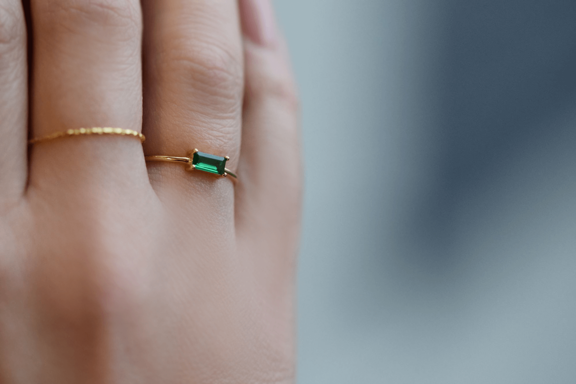 Grüner Baguette Ring | 925 Sterling Silber Ring 