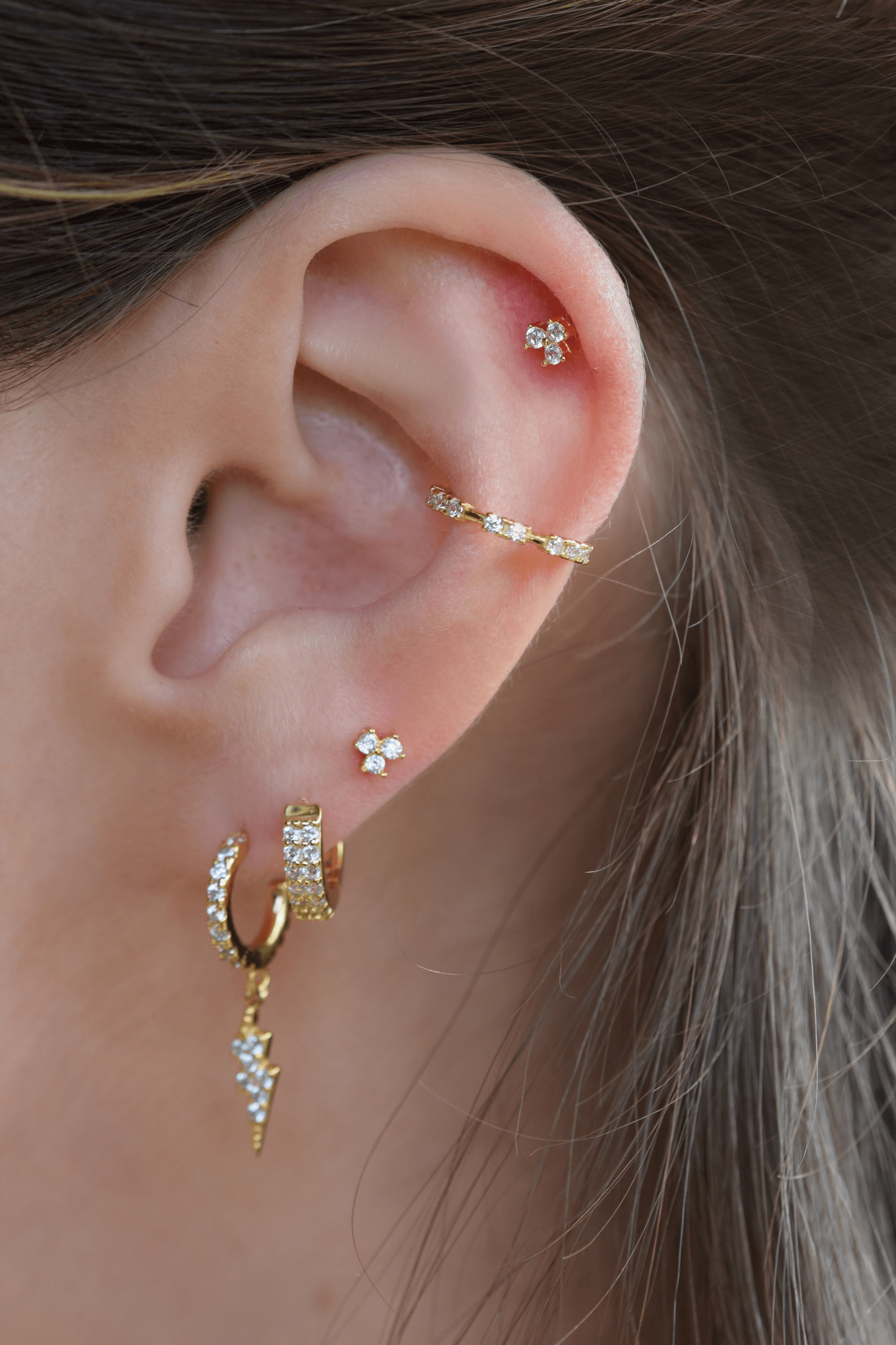 Zirkonia CONCH EAR CUFF, 925 Sterling Silber Ohrklemme