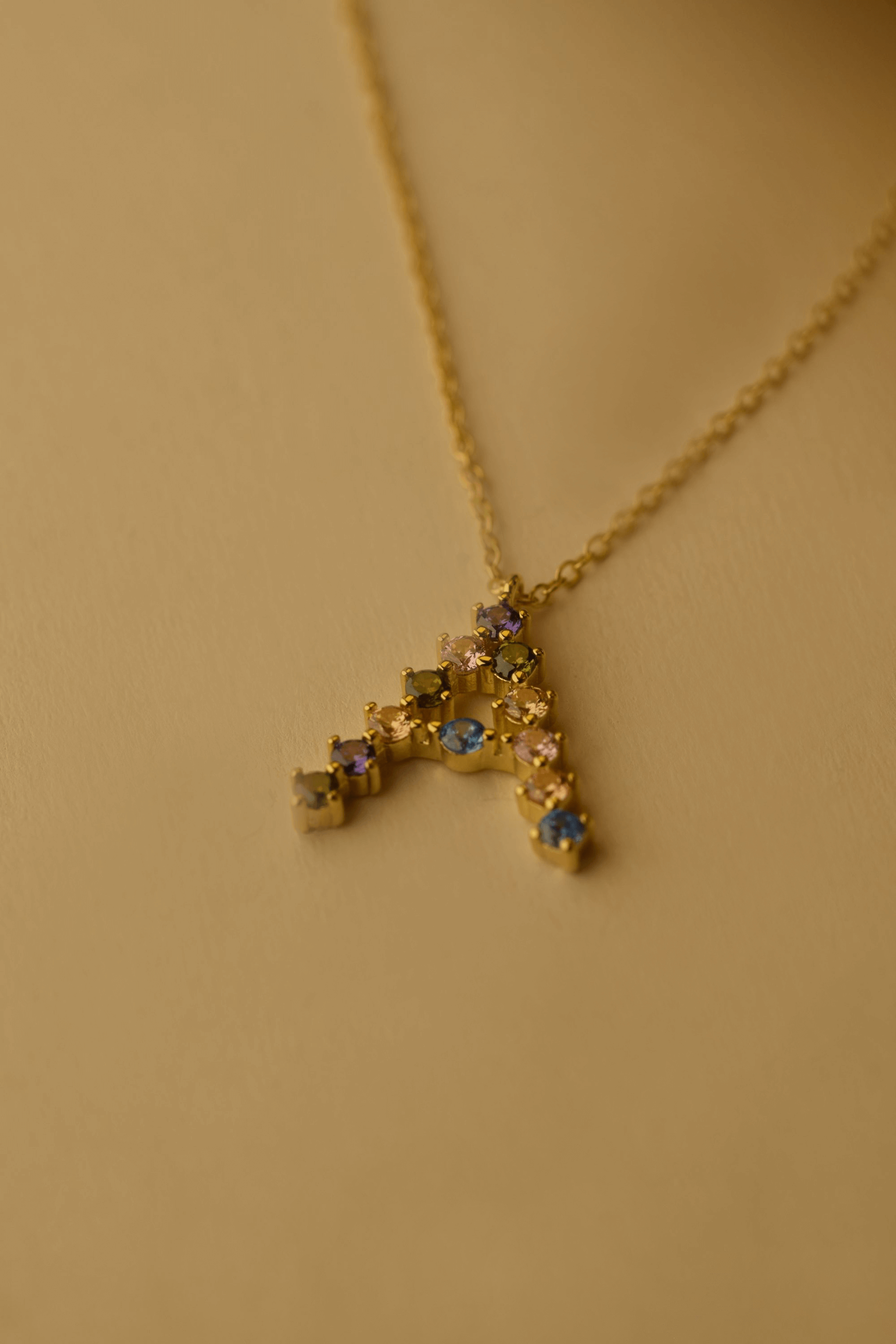 Multi Zirkonia Buchstabenhalskette, 925 Sterling Silber Halskette 42cm