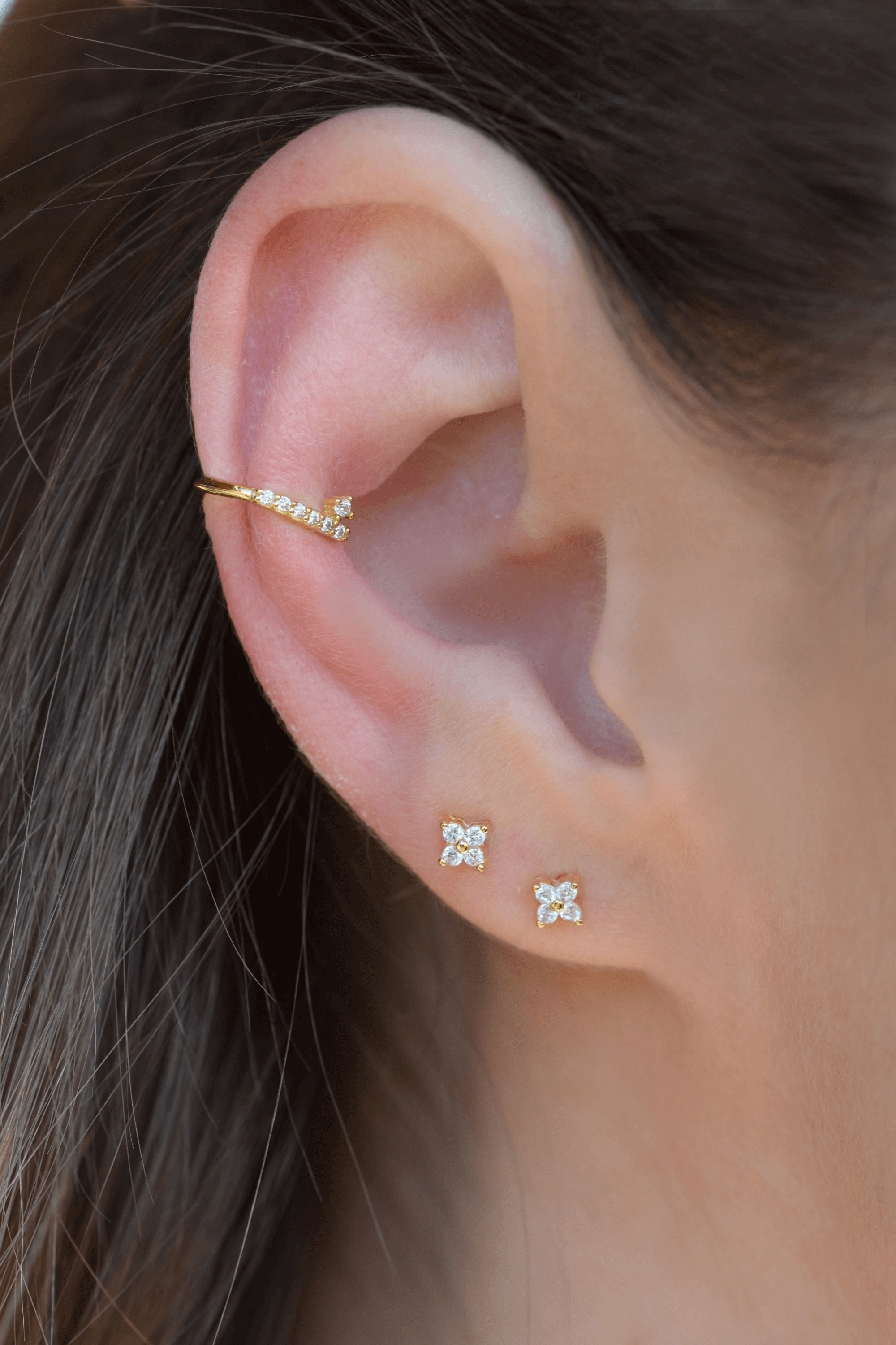 Harmonie Earcuff | Silber Vergoldete Ohrmanschette