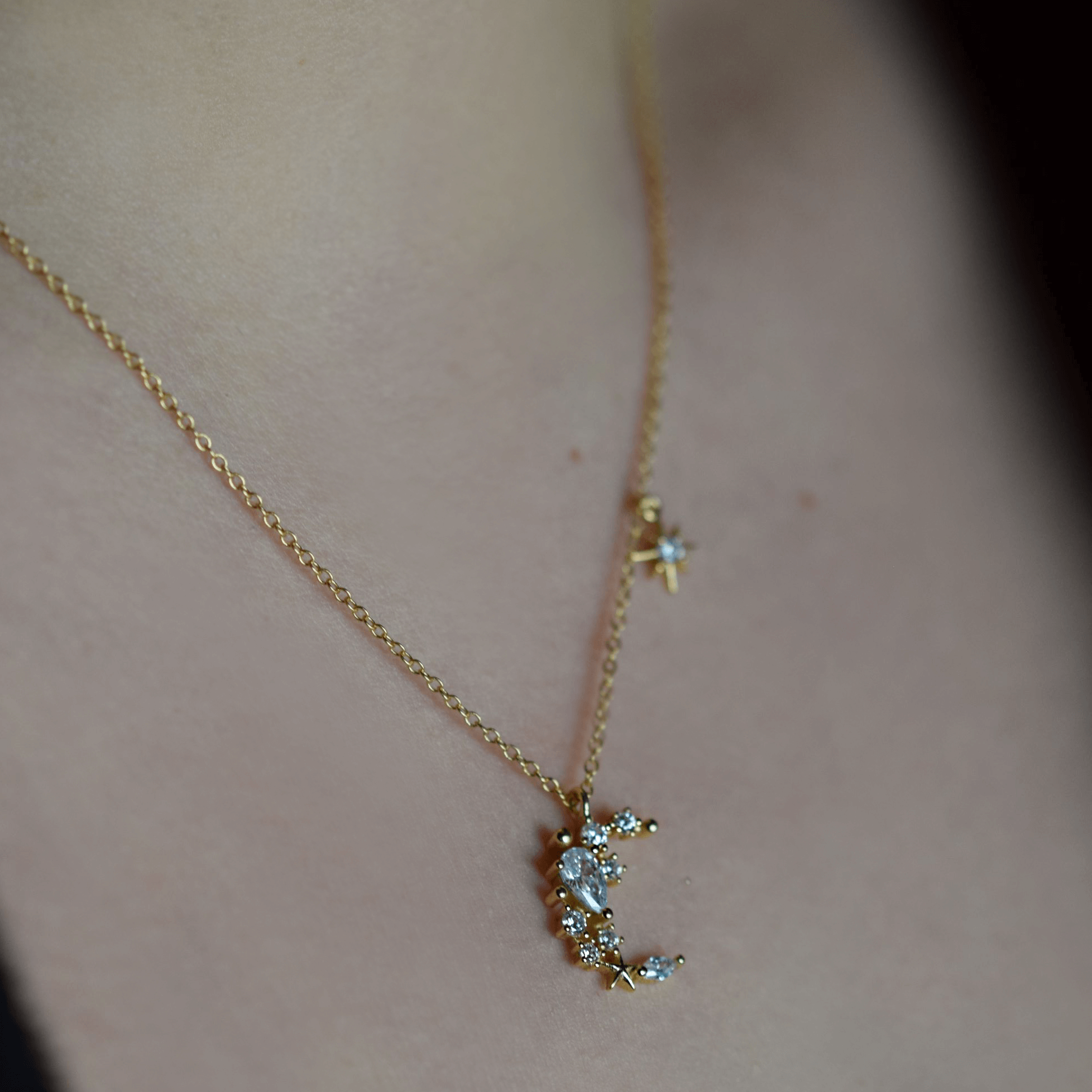 Kette mond stern | 925 Sterling Silber Halskette