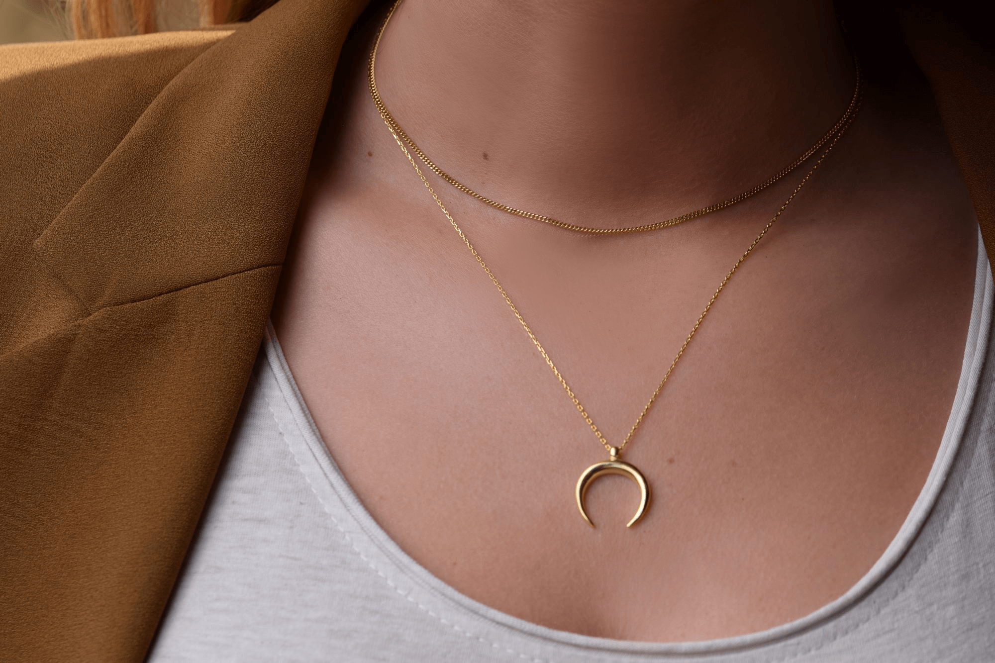 Halbmond kette | 925er Silber und Vergoldet Halskette