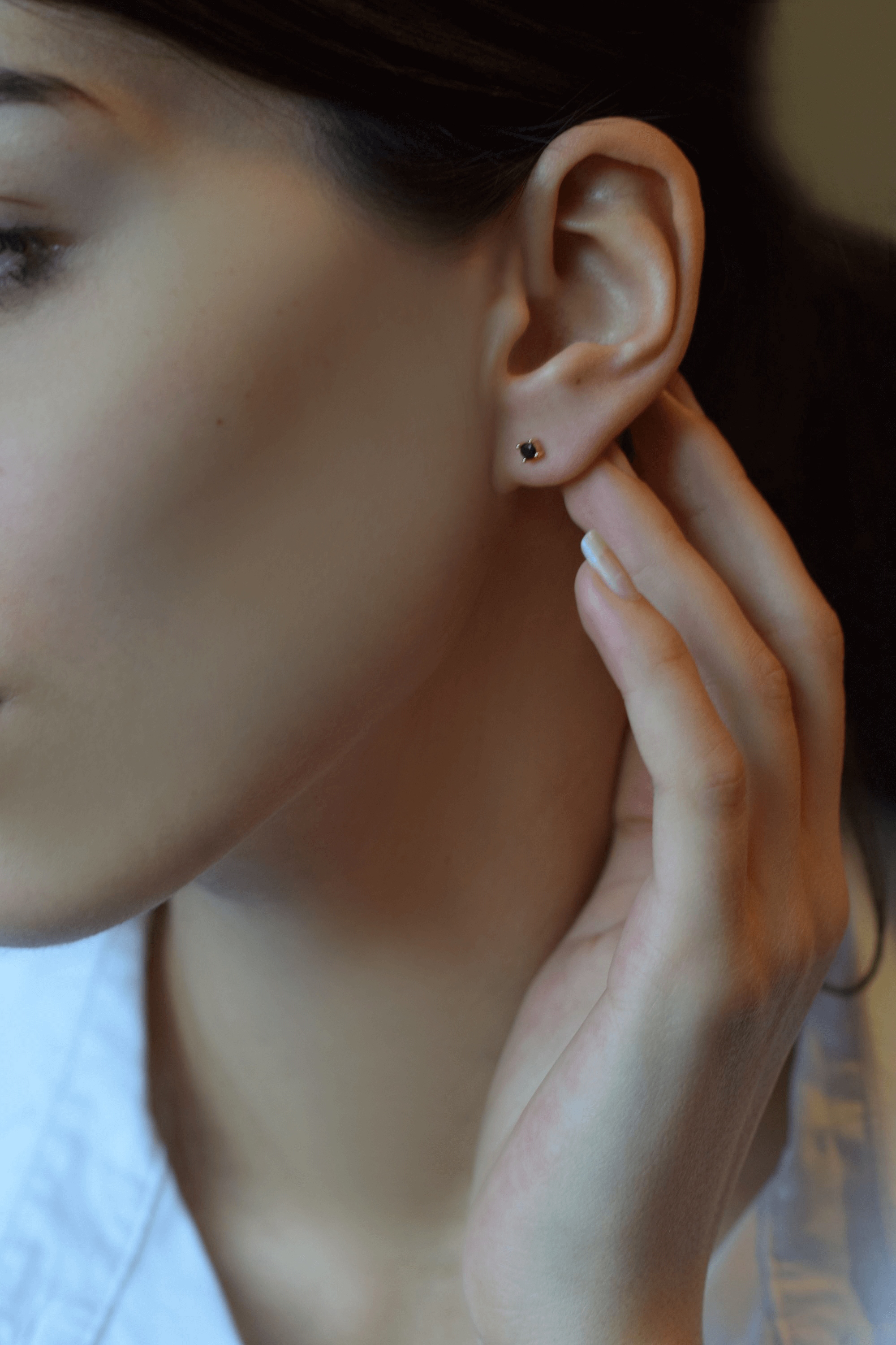 Ohrstecker schwarz | 925 Sterling Silber vergoldete Ohrringe