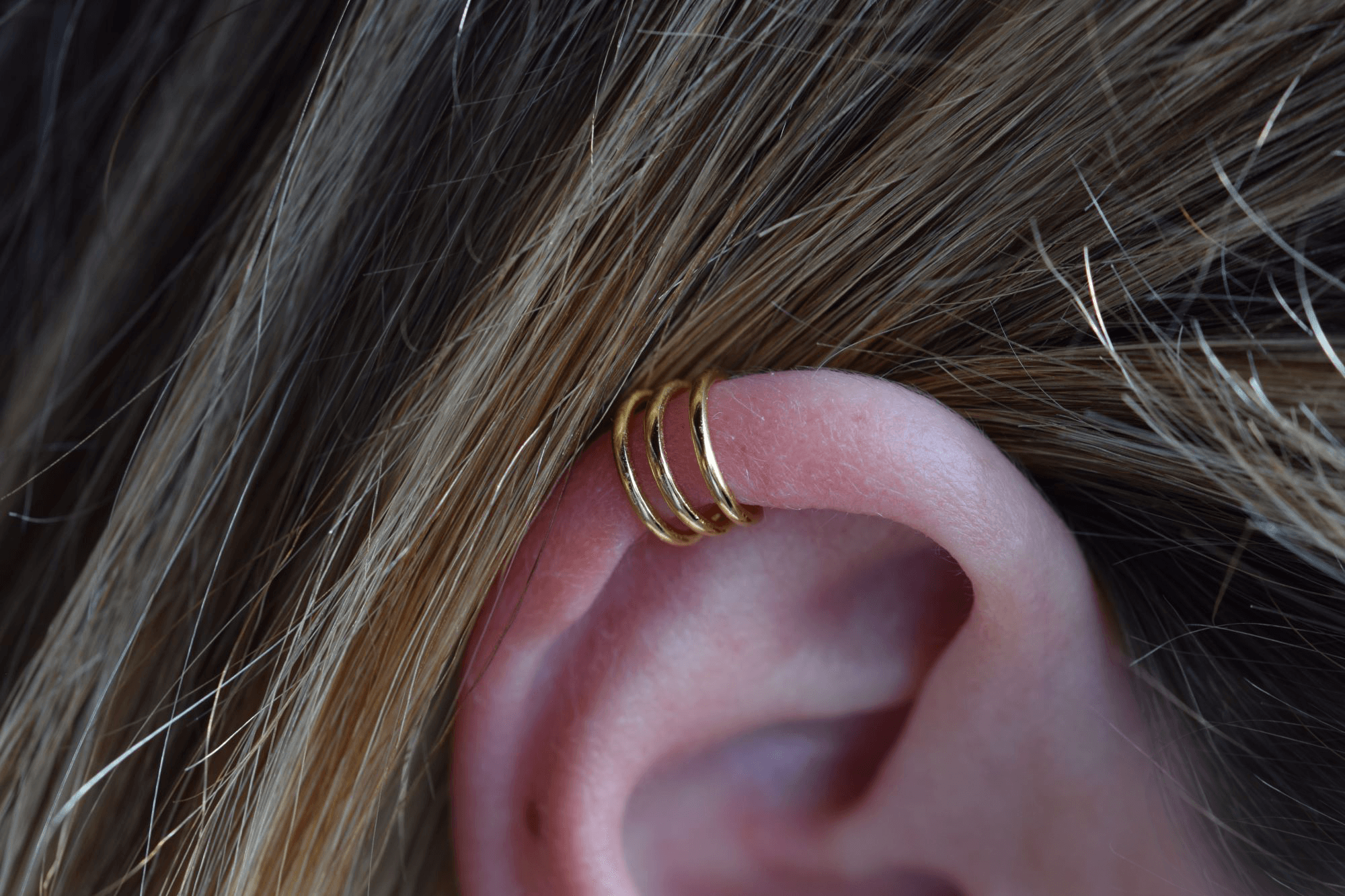 DREI REIHEN EAR CUFF, Silber ohrmanschette