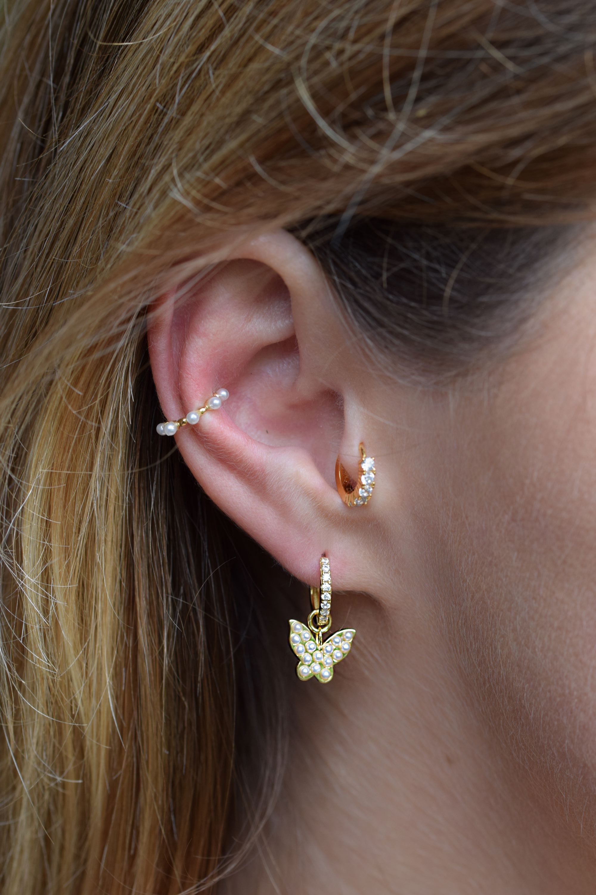 Zierlicher Tragus Reifen, 925 Sterling Silber vergoldeter Ohrring 10mm