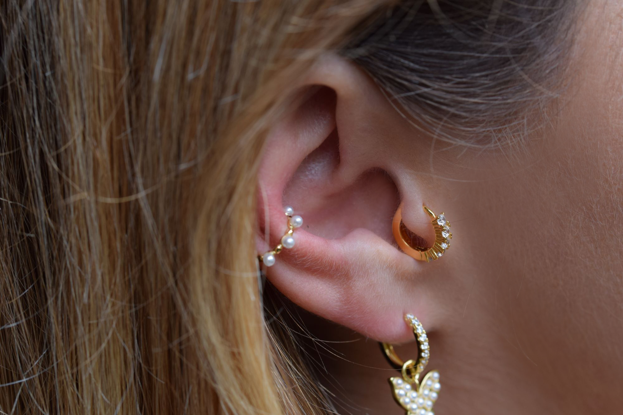 Zierlicher Tragus Reifen, 925 Sterling Silber vergoldeter Ohrring 10mm