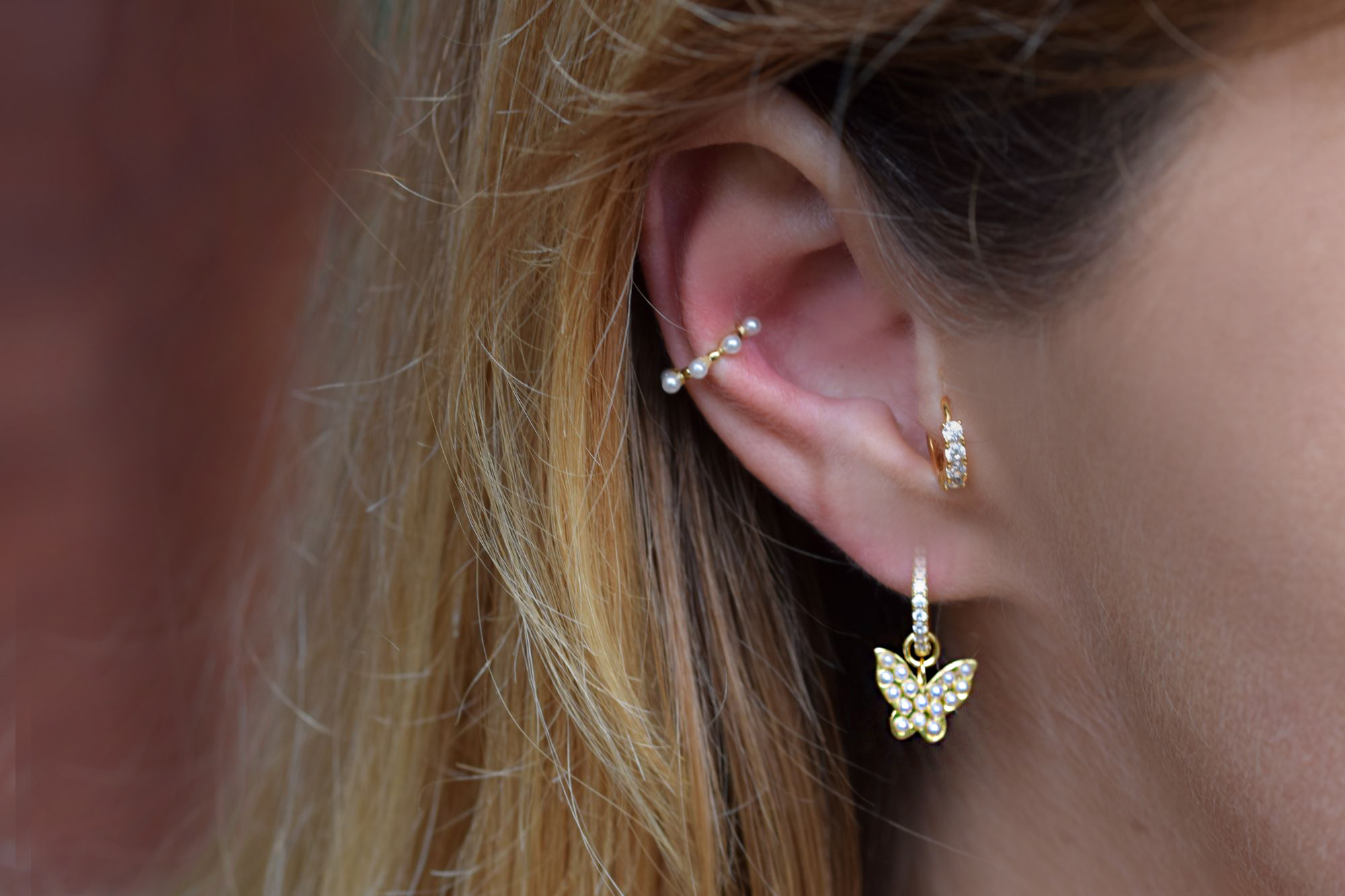 Zierlicher Tragus Reifen, 925 Sterling Silber vergoldeter Ohrring 10mm