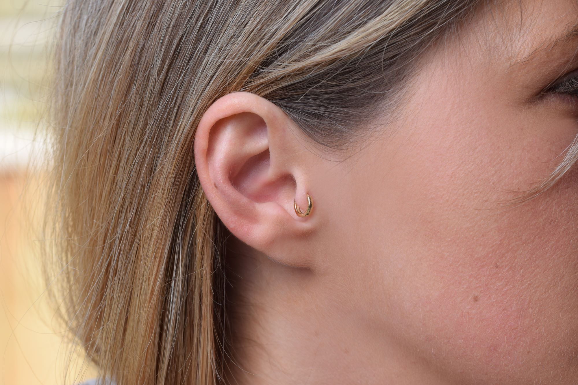 Zierlicher Tragus Ohrring, 925 Sterling Silber Reifen 8 mm