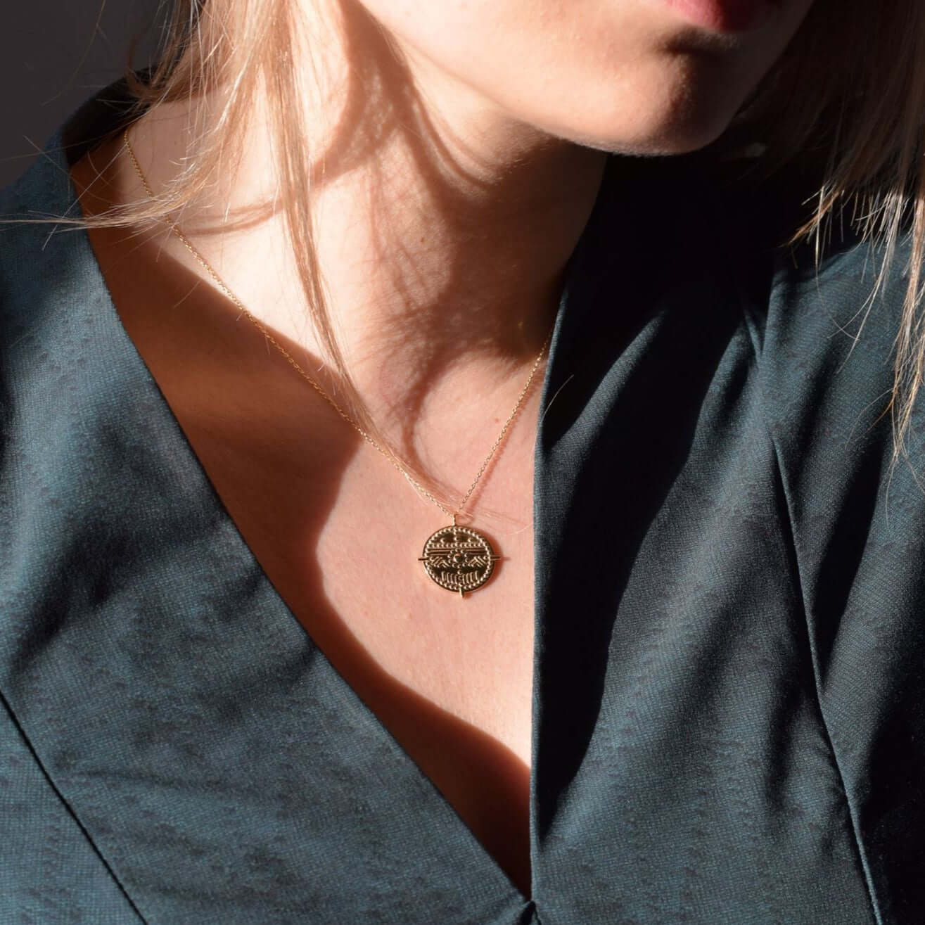 Kette mit münzen silber | 925 Sterling Silber vergoldete Medallion