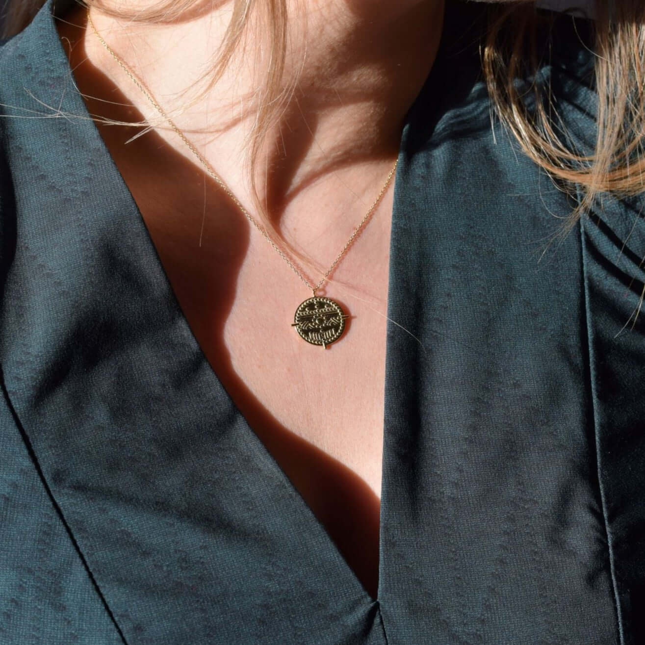 Kette mit münzen silber | 925 Sterling Silber vergoldete Medallion