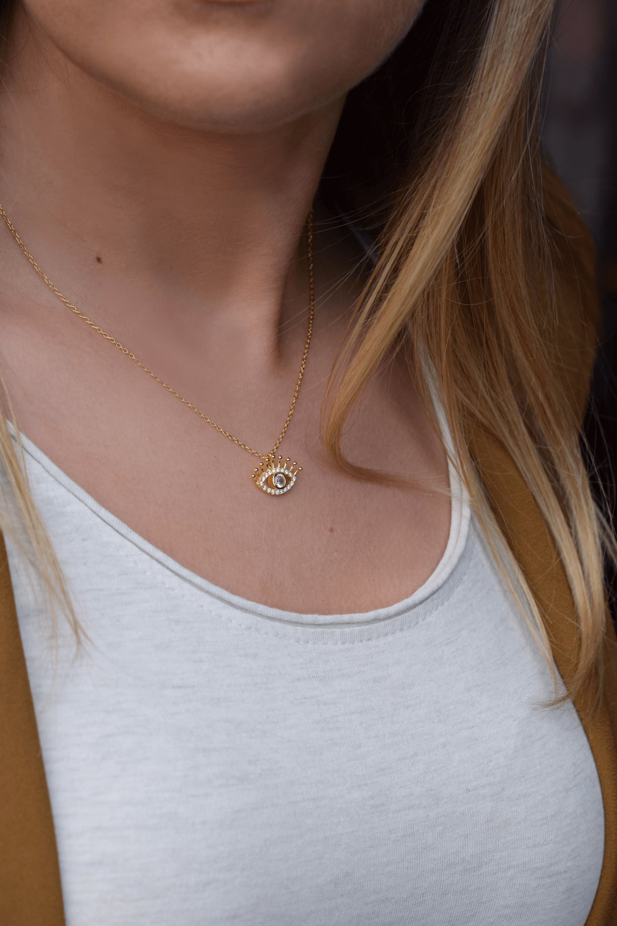 Auge kette | 925 Sterling Silber vergoldete Halskette