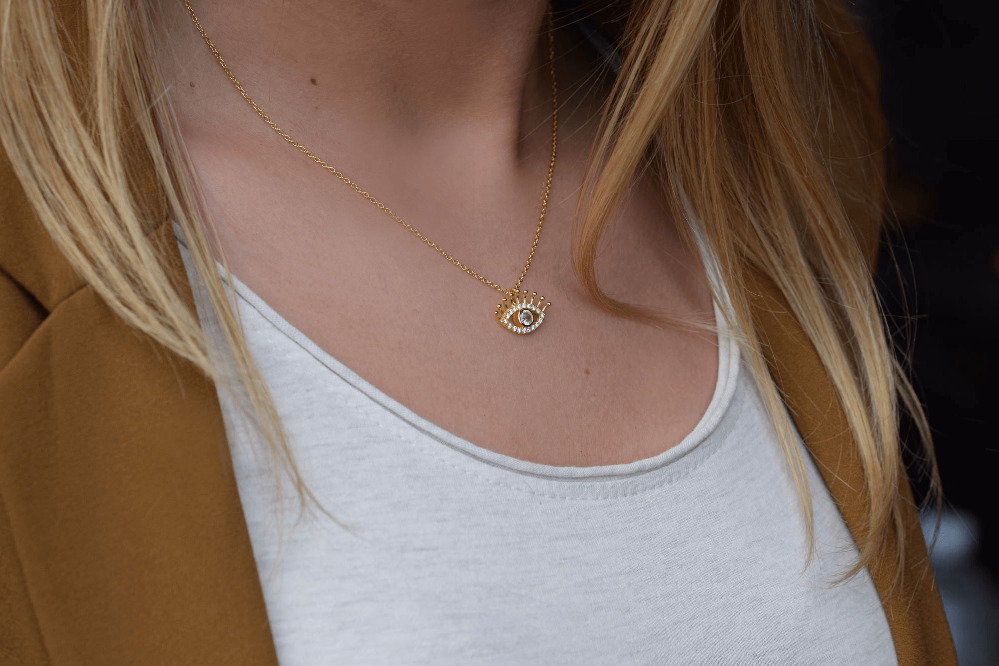 Auge kette | 925 Sterling Silber vergoldete Halskette