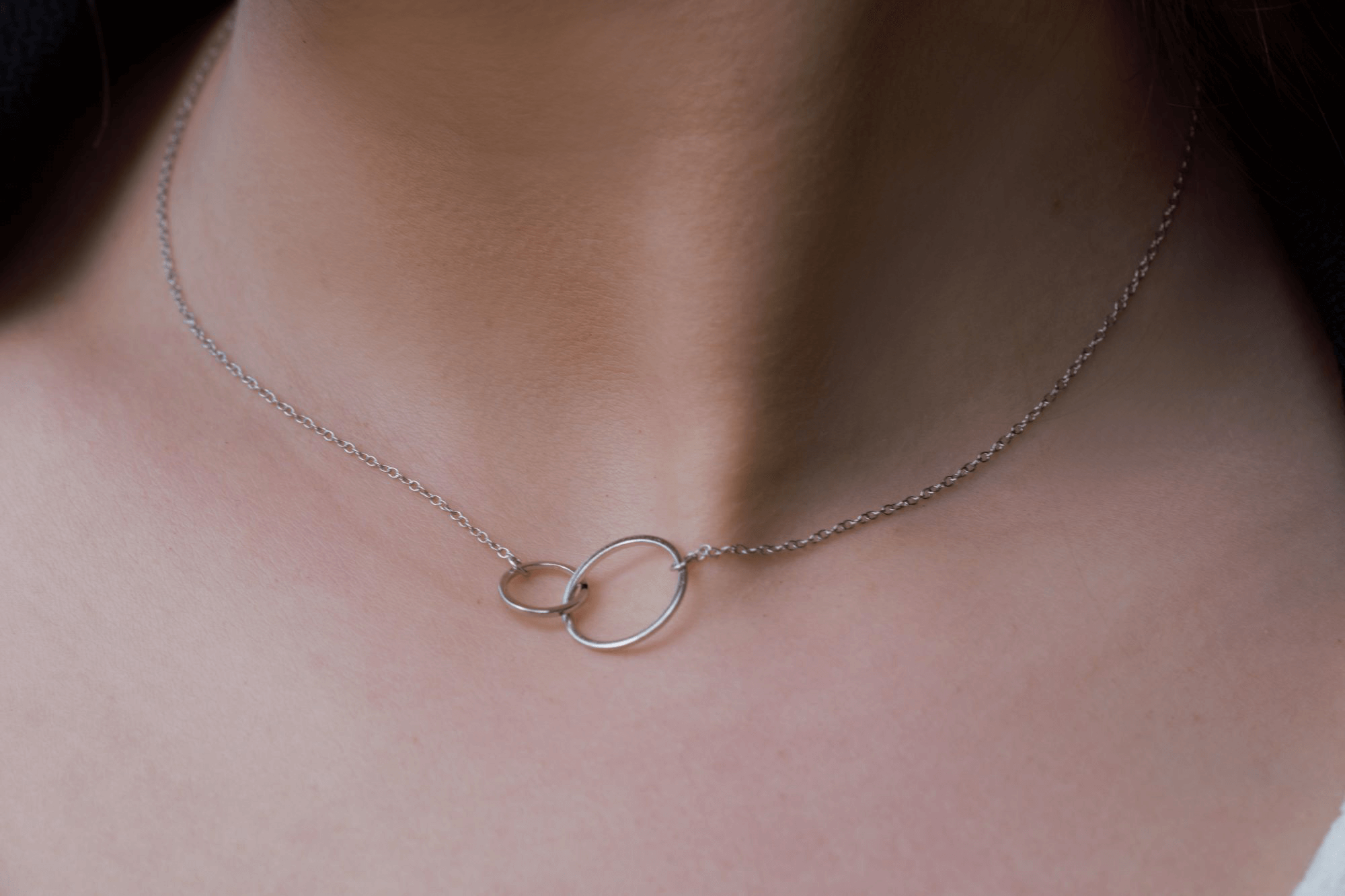 Doppelring mit kette | 925 Sterling Silber Halskette