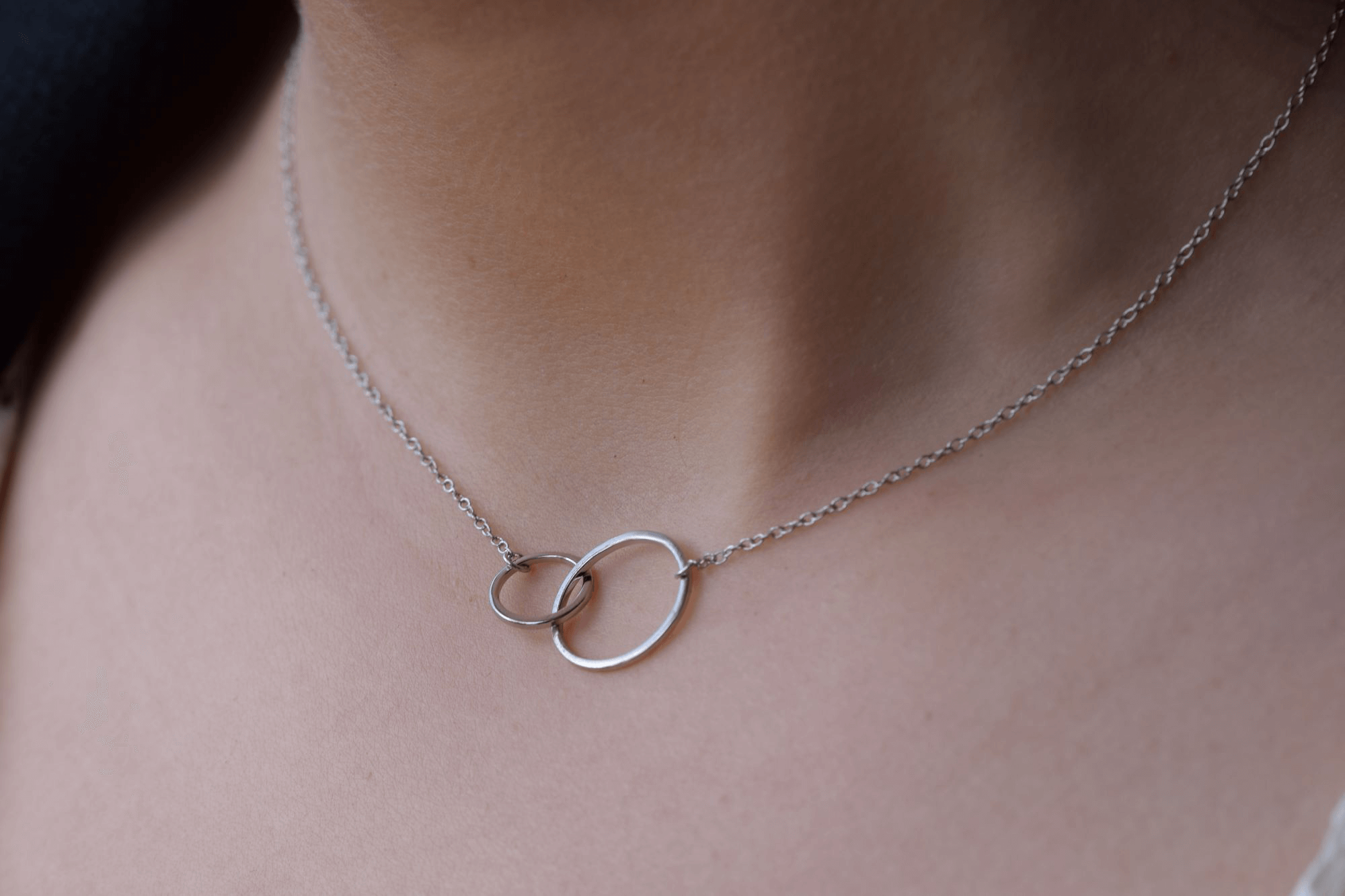 Doppelring mit kette | 925 Sterling Silber Halskette