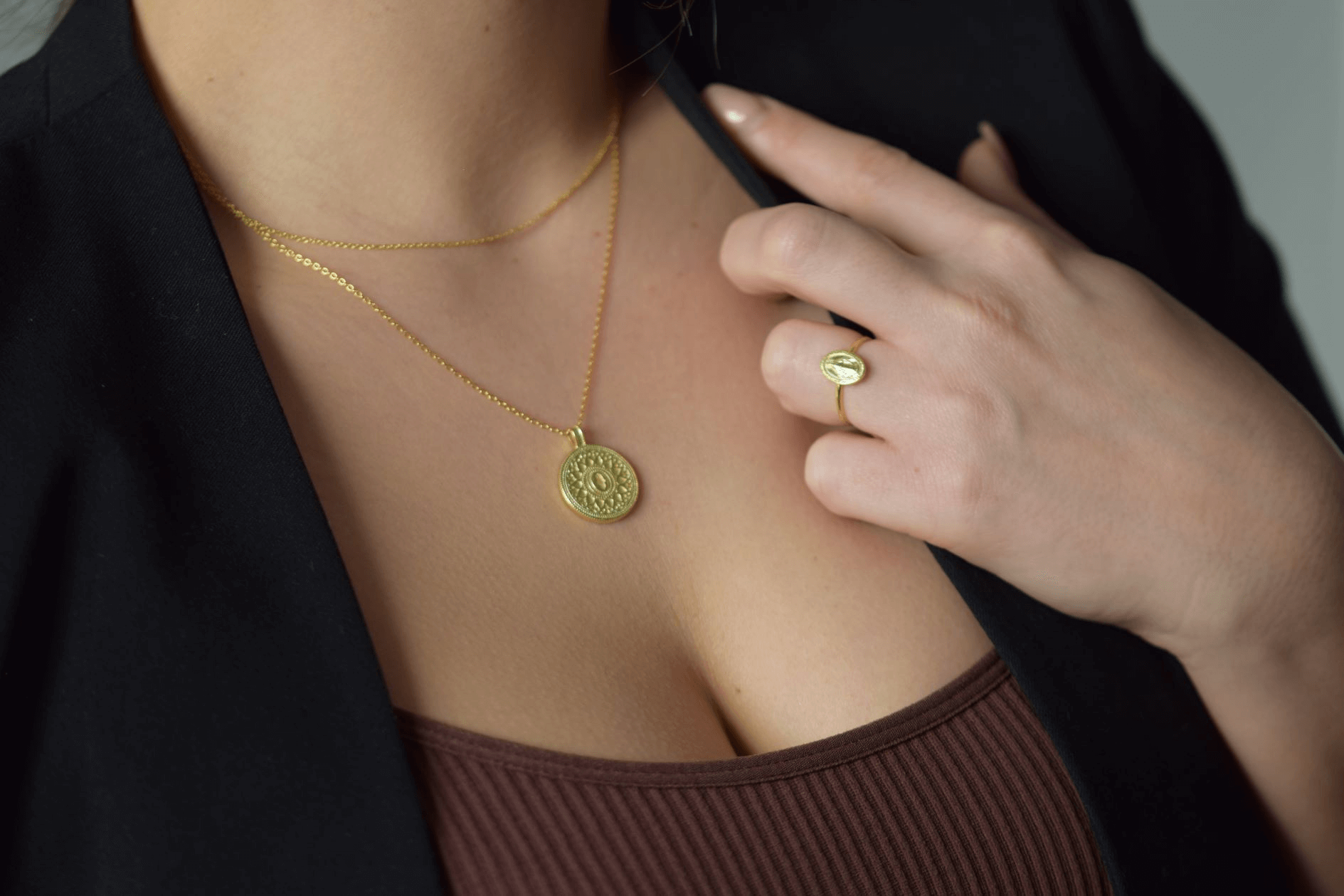 kette mit medaillon | 925 Vergoldet Hand der fatima kette