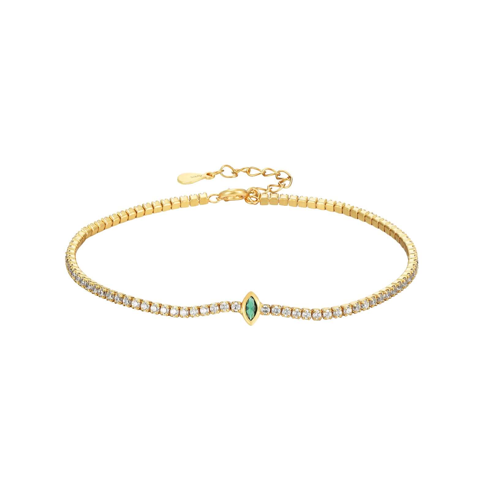 Grünes Auge Tennisarmband | 925 Silber Armbänder