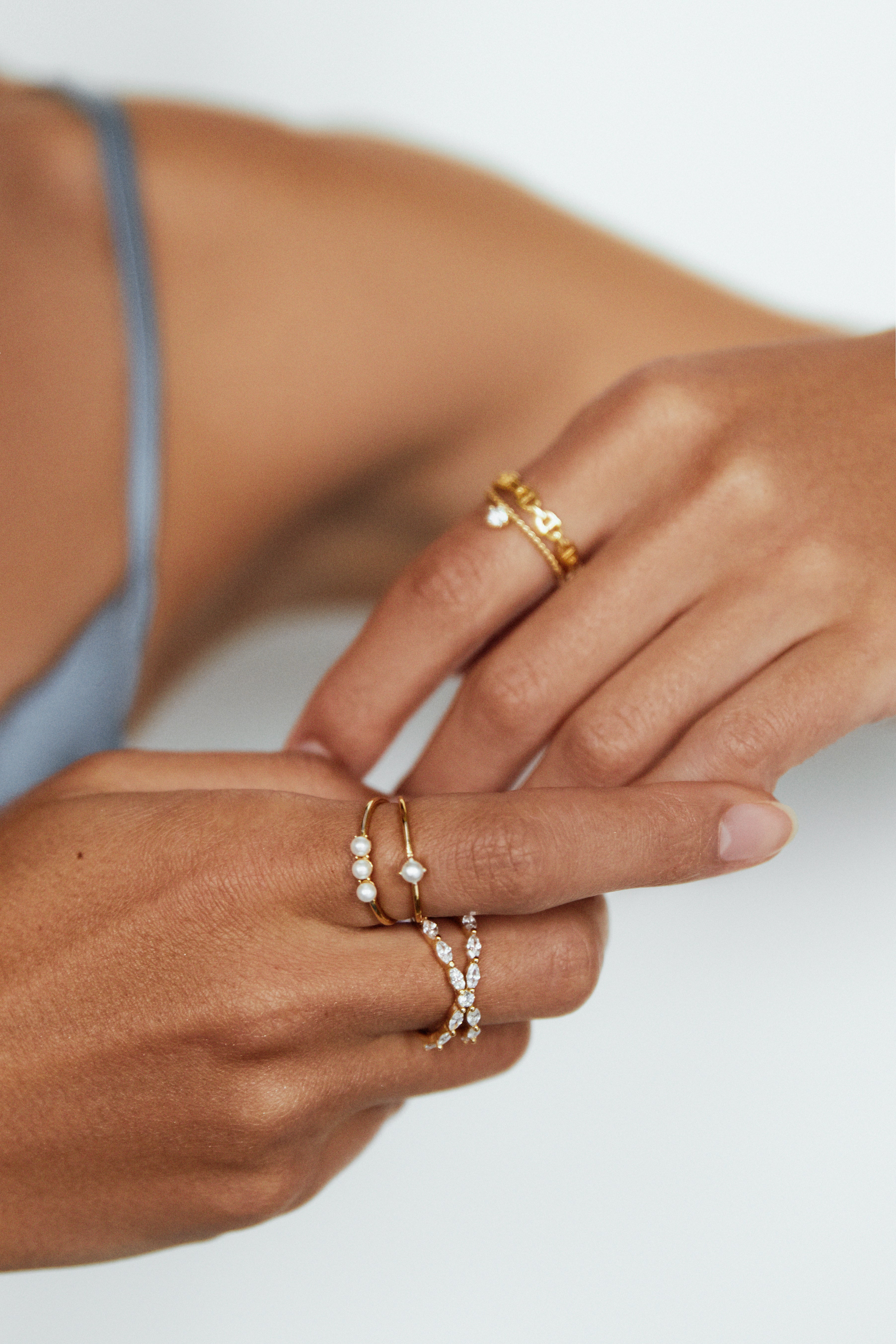 Multi Zirkonia Criss Cross Ring, 925 Sterling Silber Ring