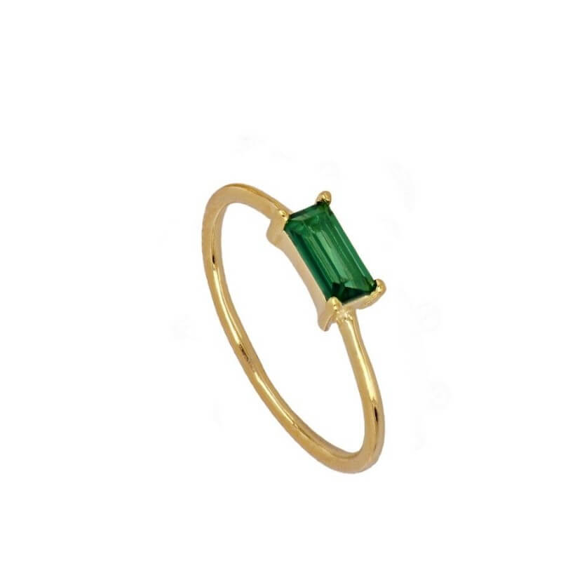 Grüner Baguette Ring | 925 Sterling Silber Ring