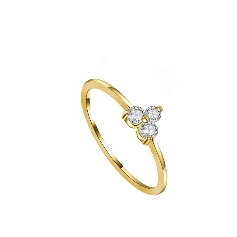 Drei Zirkonia Steinen Ring | 925 Sterling Silber