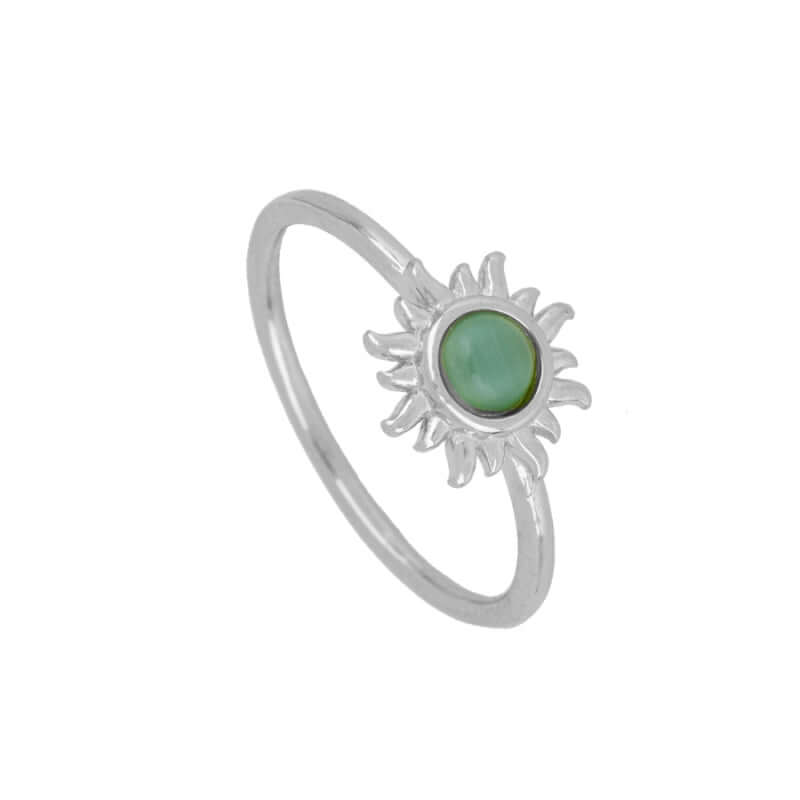 Green Opal Ring, 925 Sterling Silber Ring