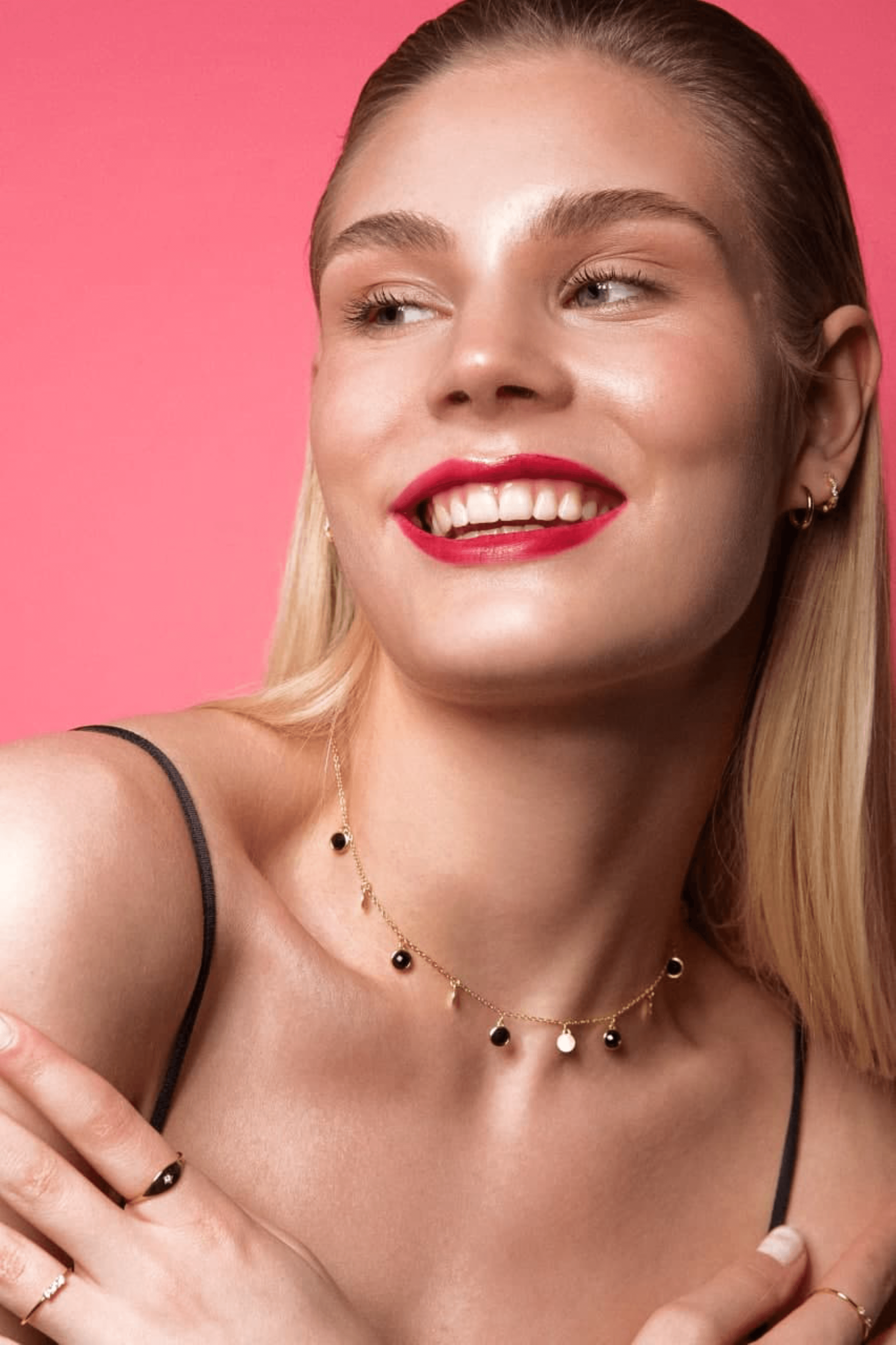 Plättchen Onyx KettenAnhänger | 925 Sterling Silber Boho Design Halskette