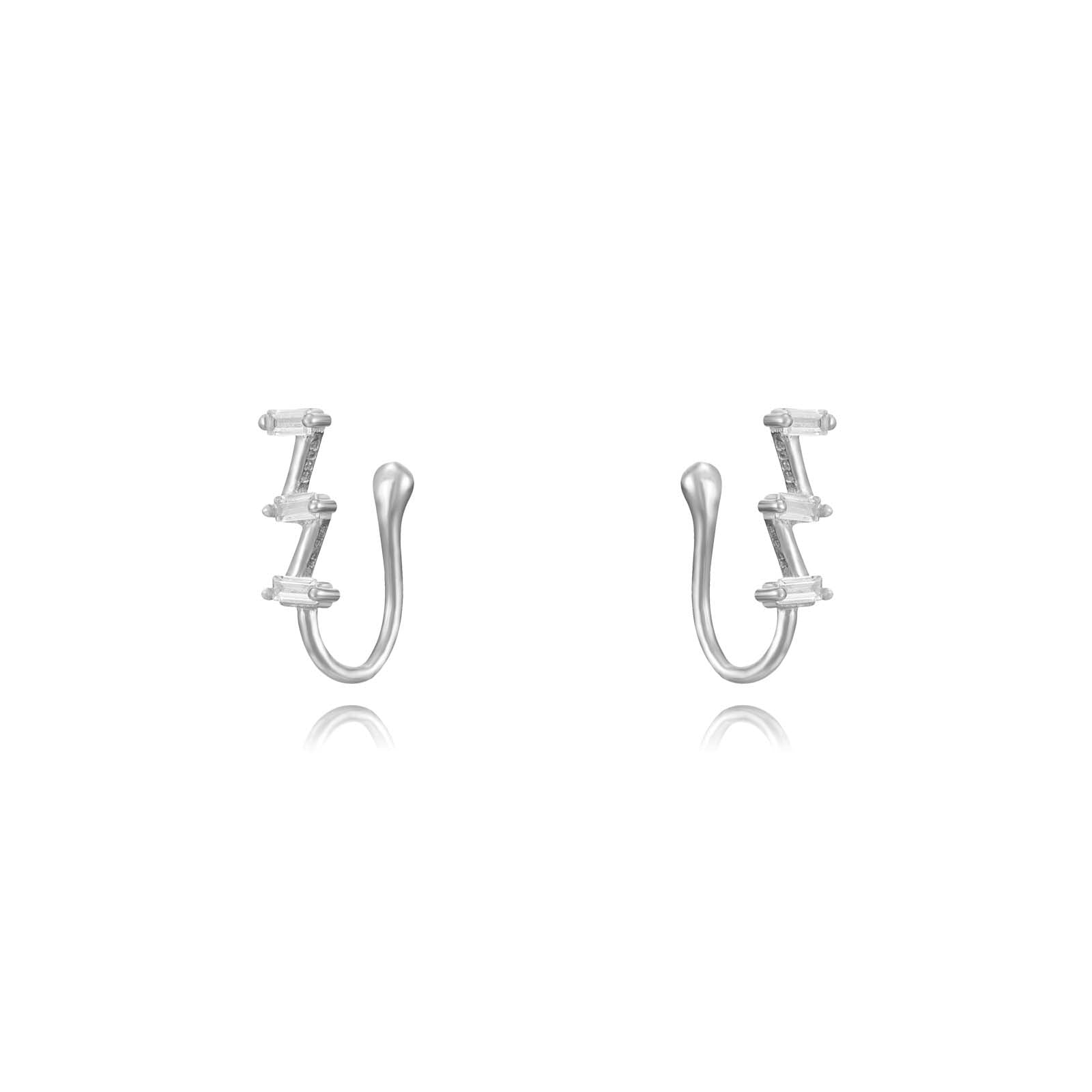 VASTILE BAGUETTE EARCUFF , 925 STERLING SILBER OHRKLEMMER - FAKE NASEN PIERCING