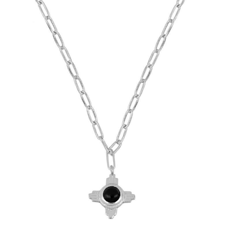Medaillon onyx kettenanhänger | 925er Silber schwarzem onyx kette