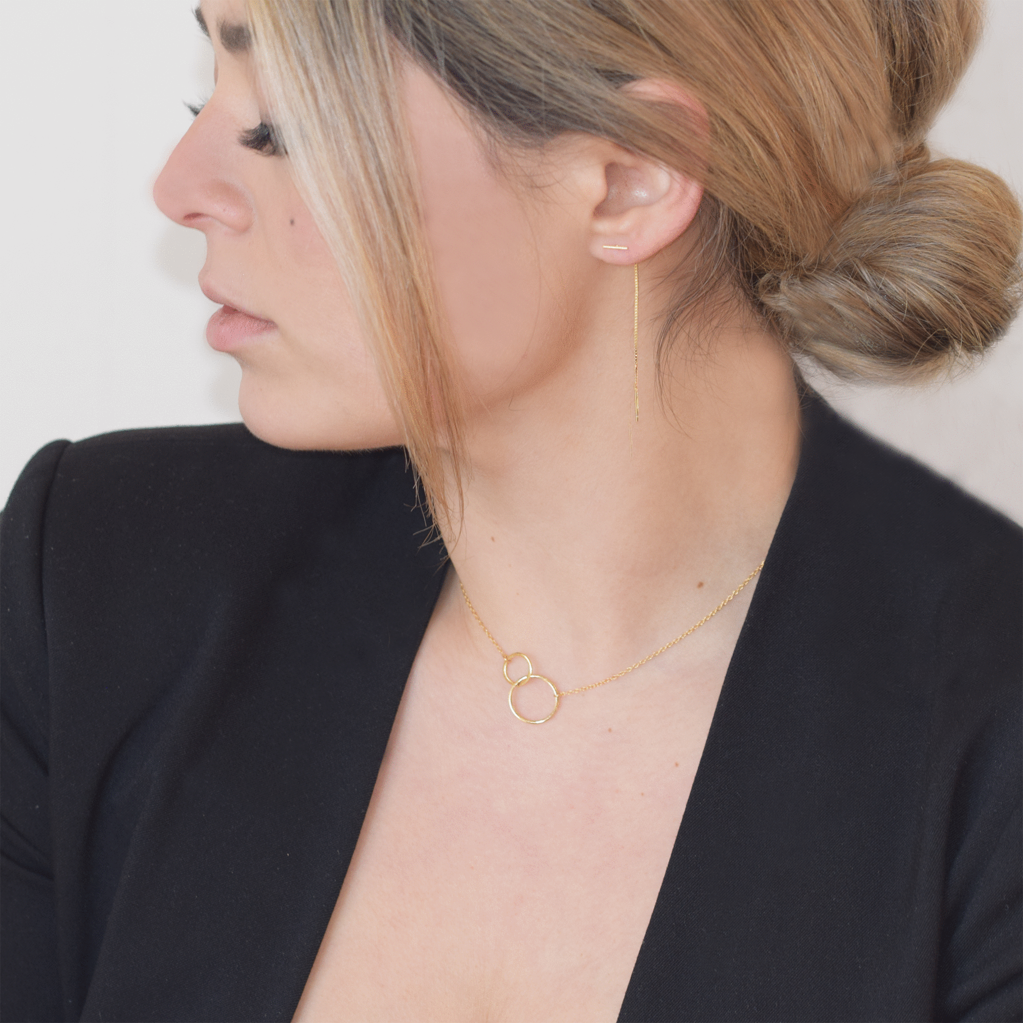 Doppelring mit kette | 925 Sterling Silber Halskette