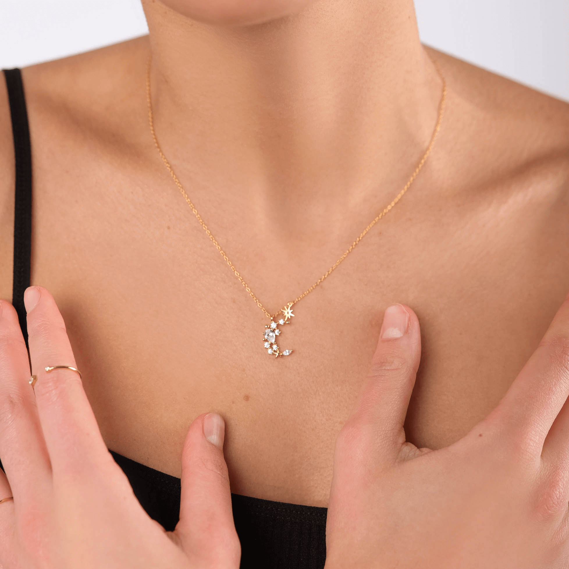 Kette mond stern | 925 Sterling Silber Halskette