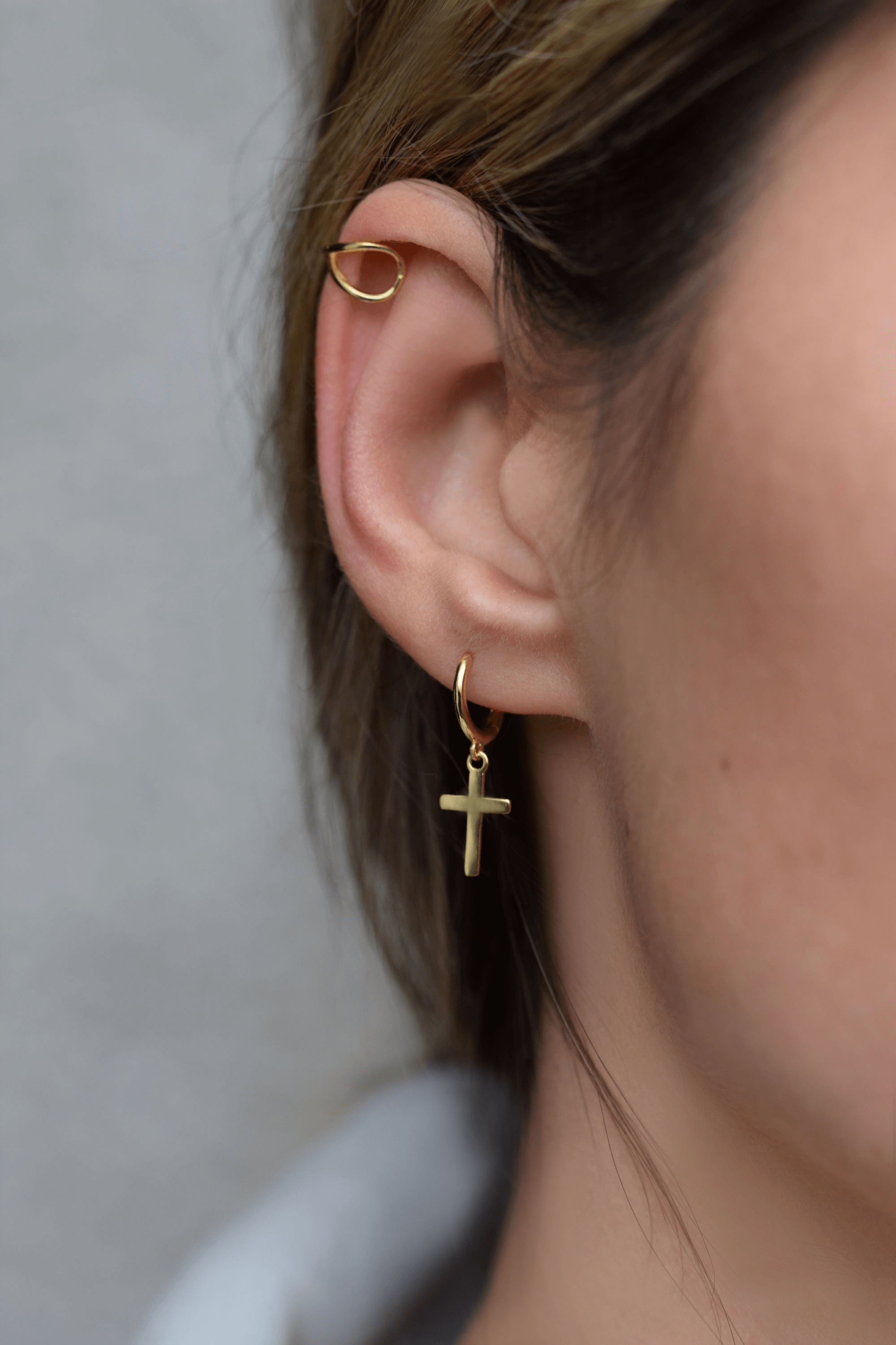 Creolen mit kreuz | 925 er Silber Ohrringe