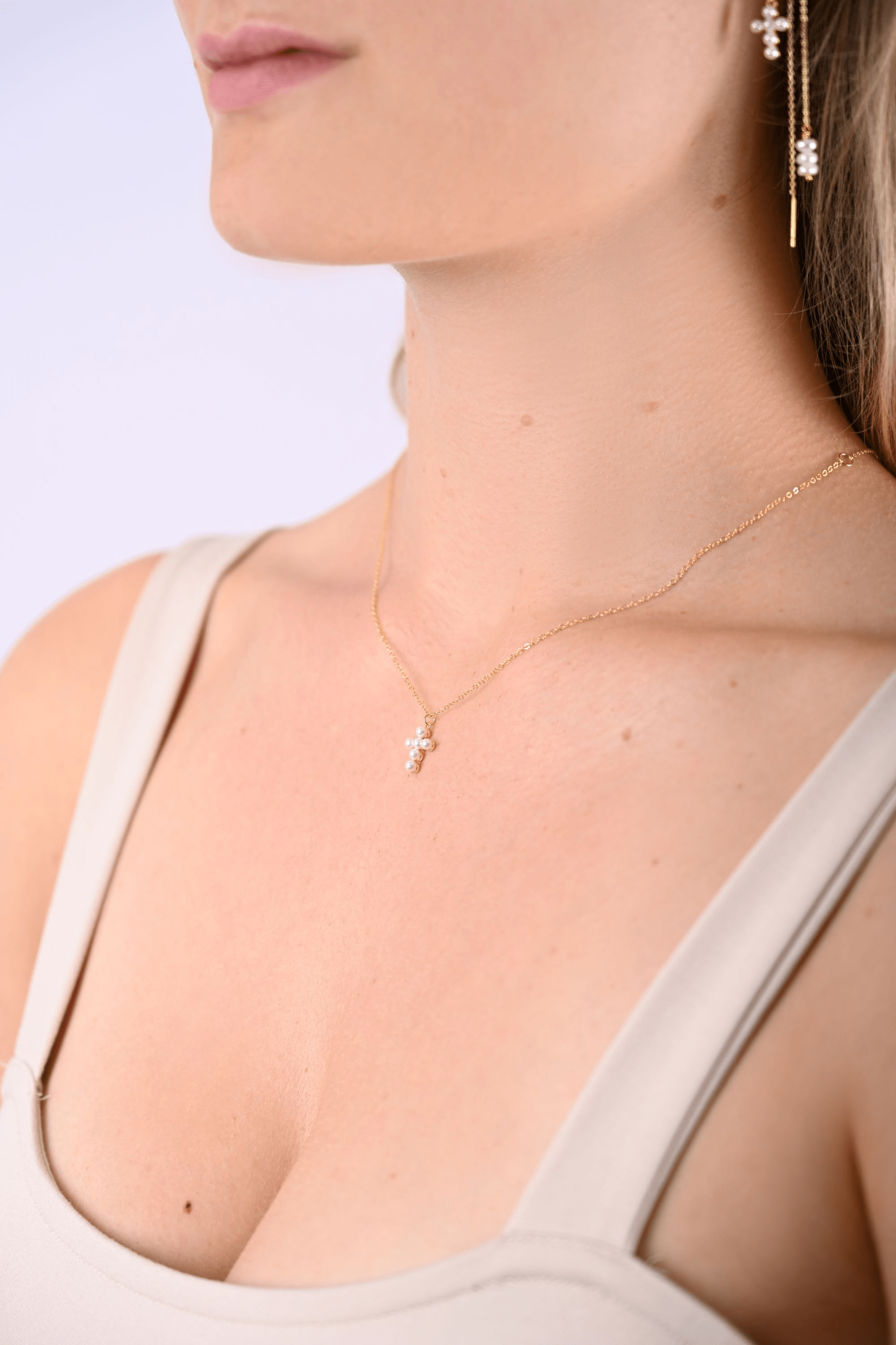 Kreuz Perlenkette | 925 Sterling Silber griechische kette