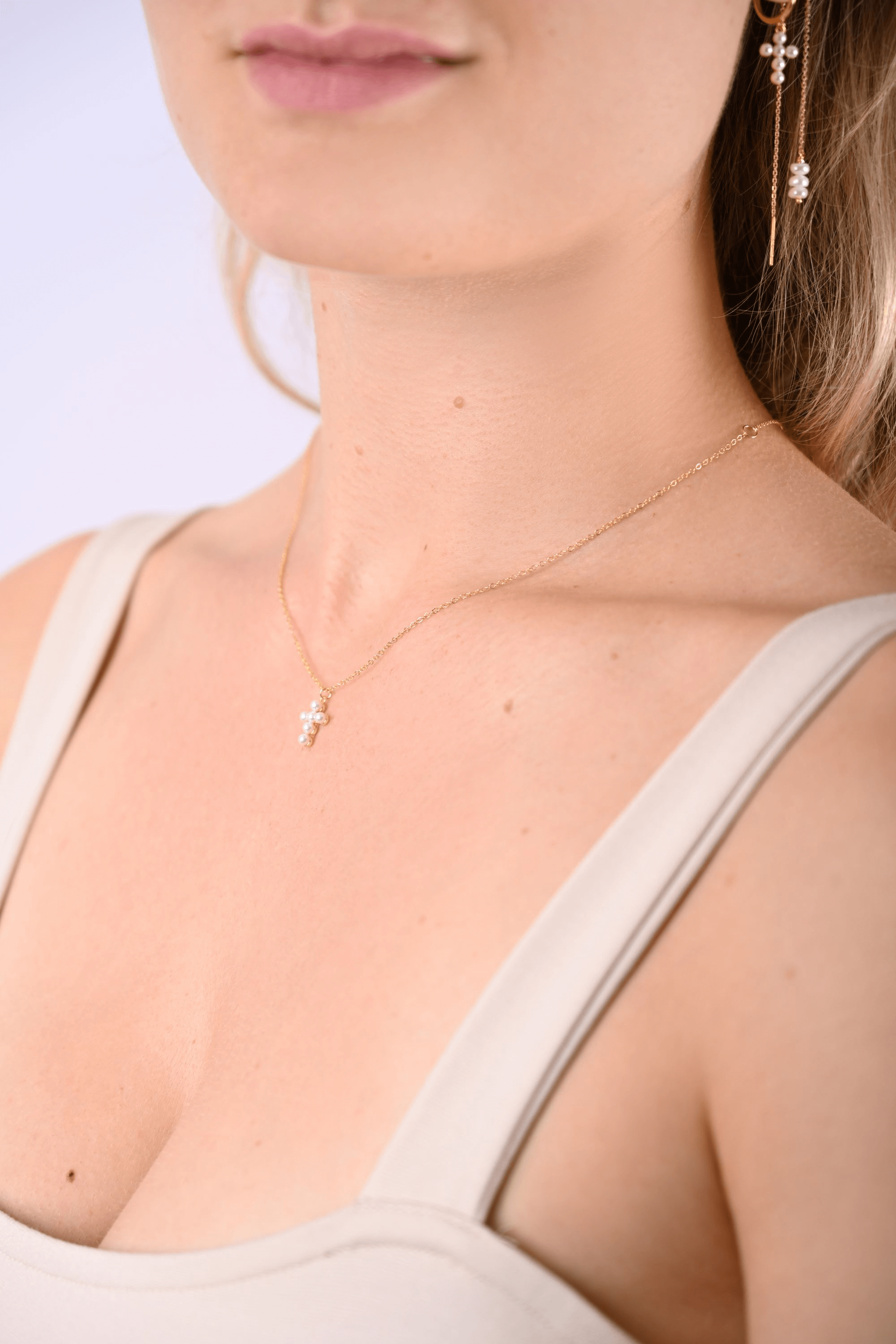 Kreuz Perlenkette | 925 Sterling Silber griechische kette