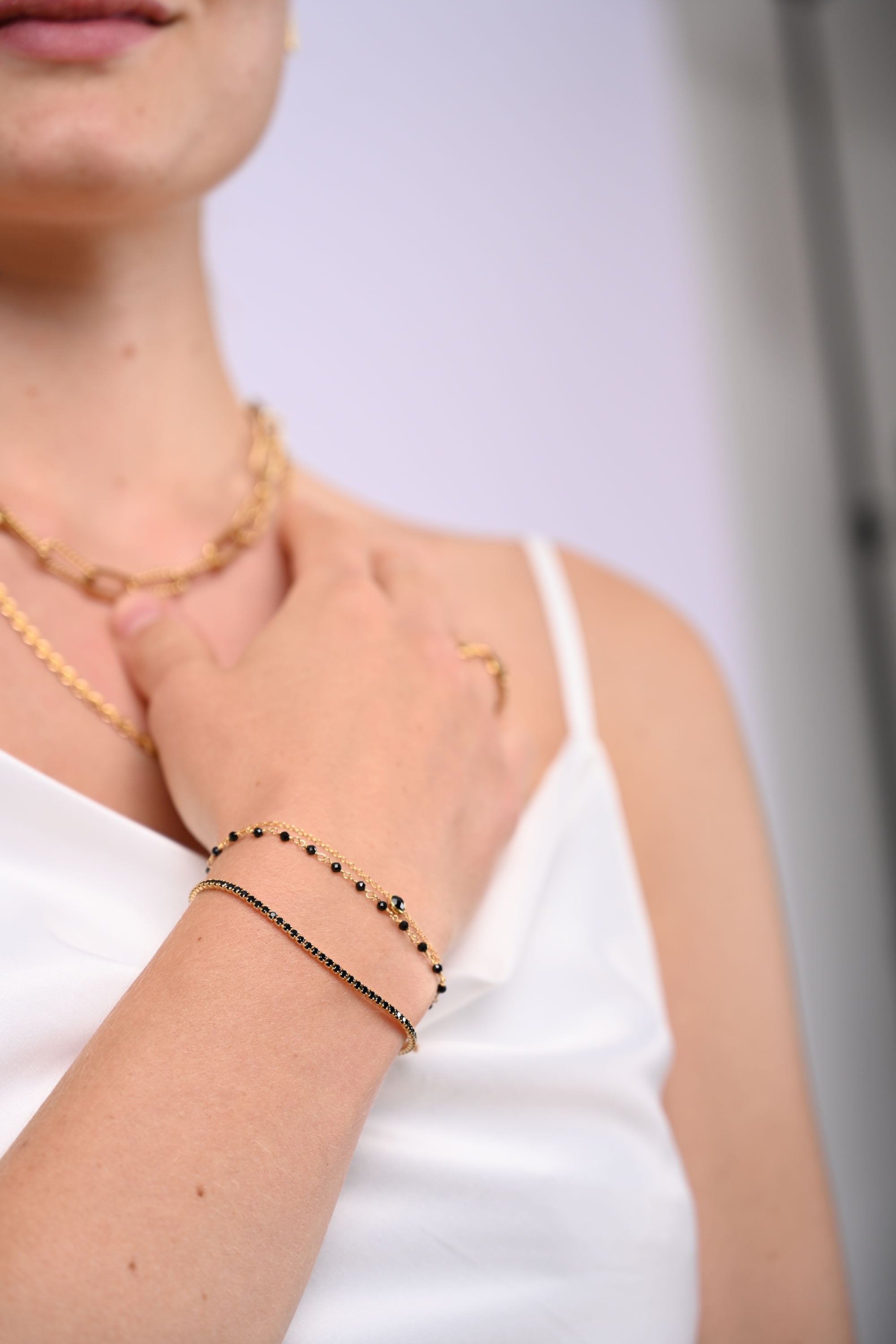 Schwarz Tennisarmband | 925 Sterling Silber Armband