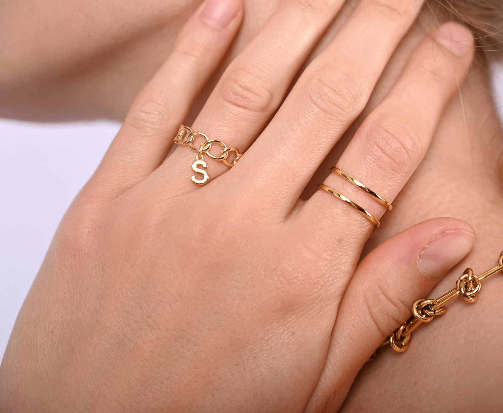 Ring mit buchstaben | 925 Sterling Silber vergoldeter Ring