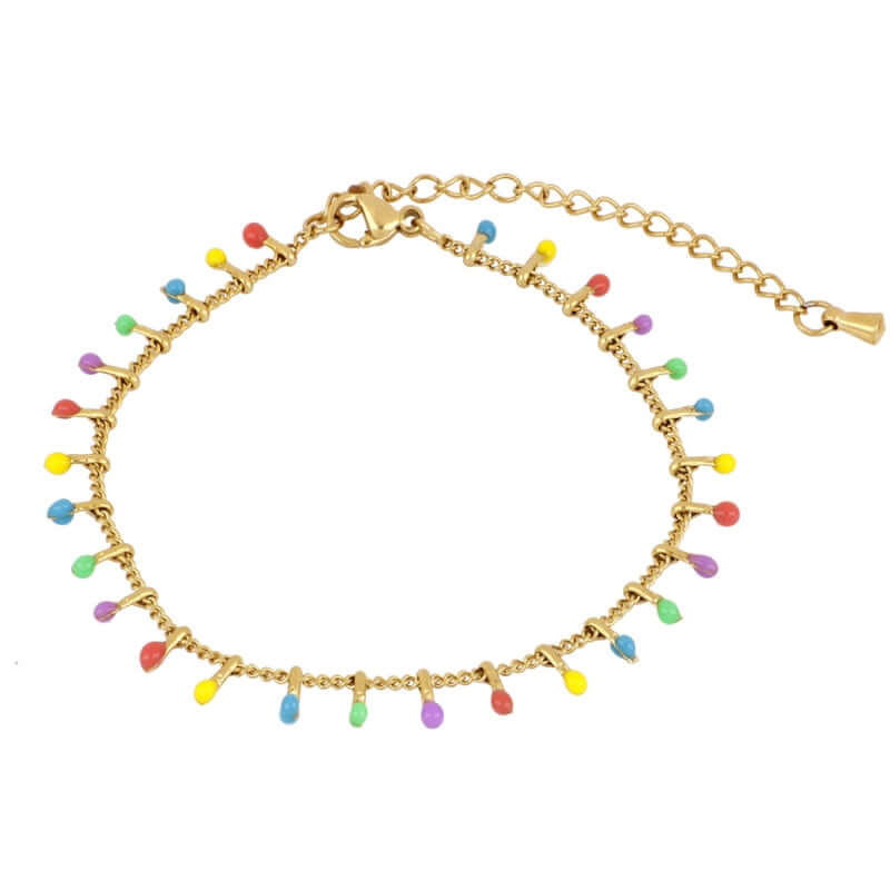 COLURFUL FUßKETTE, vergoldete Edelstahl Fußkette 27cm